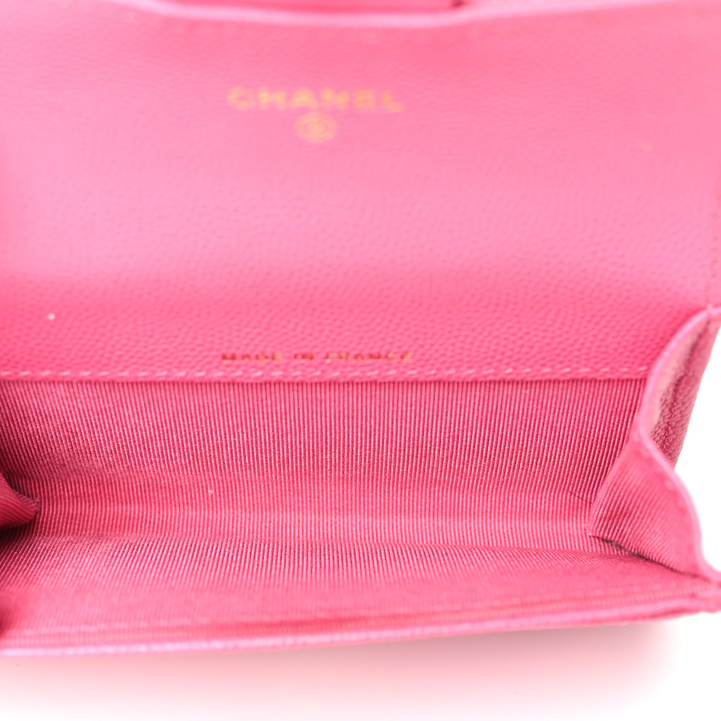 Caviar Quilted Flap Card Holder Wallet Pink