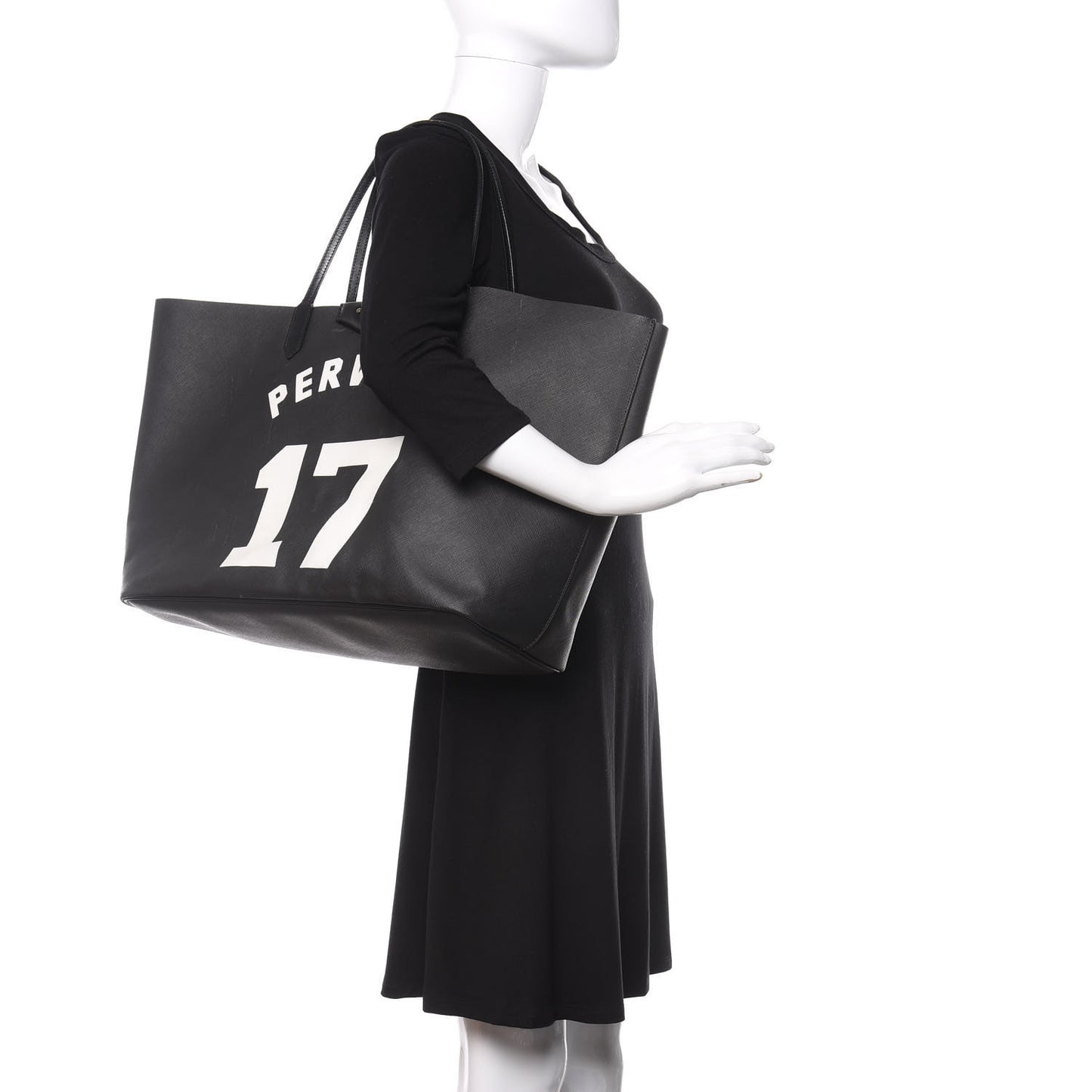 Textured Coated Canvas Print Large Antigona Tote Black