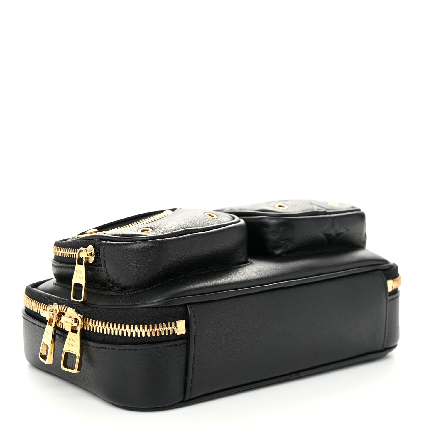 Calfskin Monogram Embossed Utility Crossbody Black