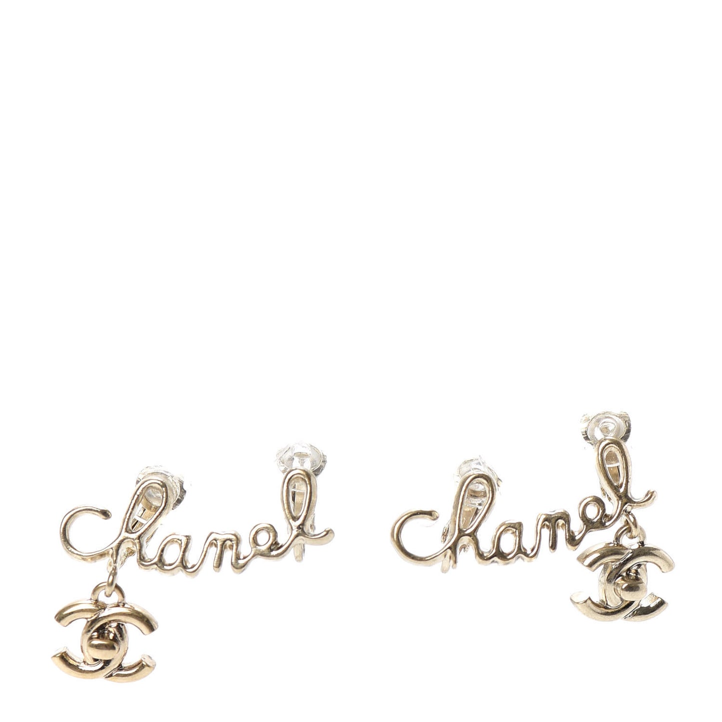 Metal Logo CC Turnlock Clip On Earrings Gold