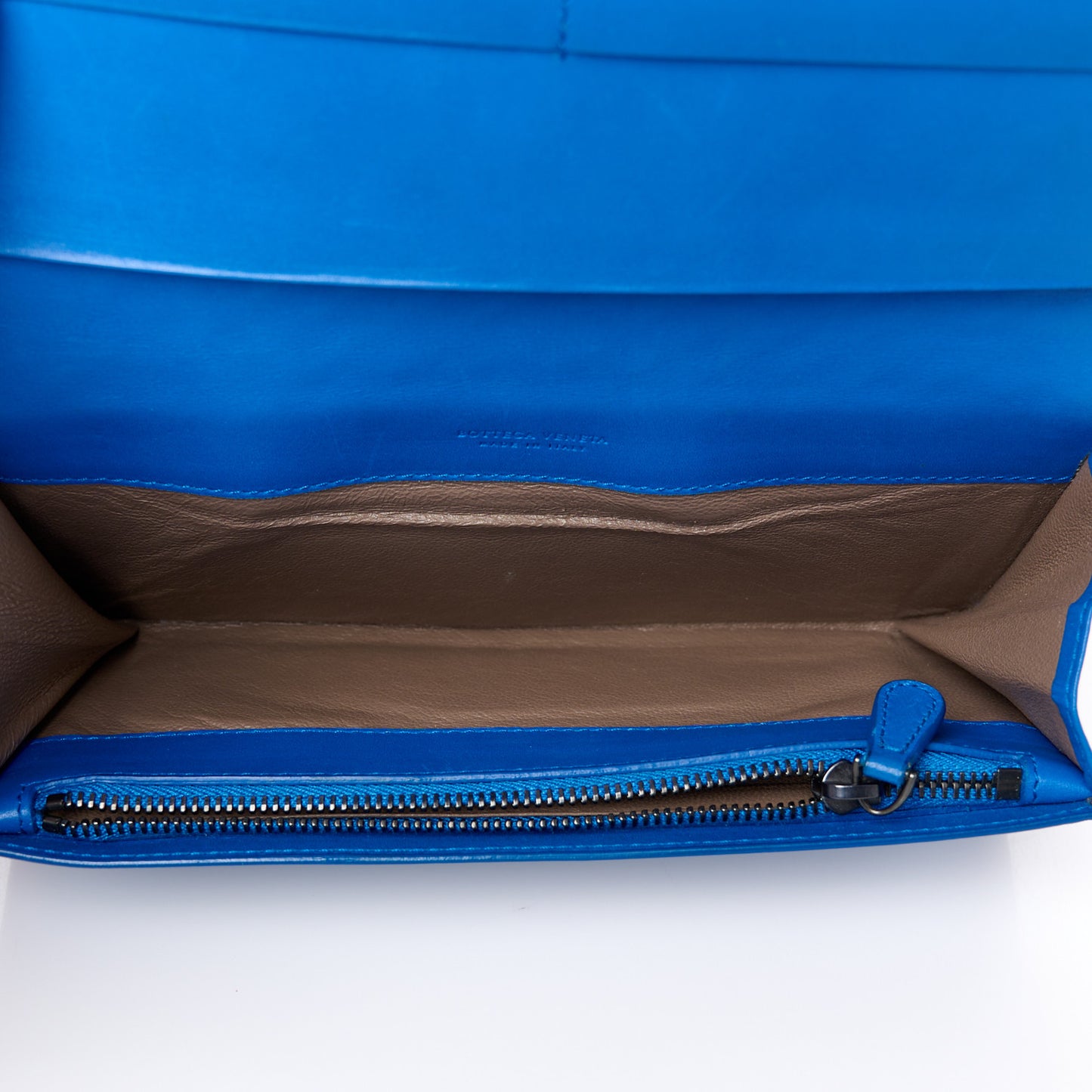 Nappa Intrecciato Continental Flap Wallet Blue