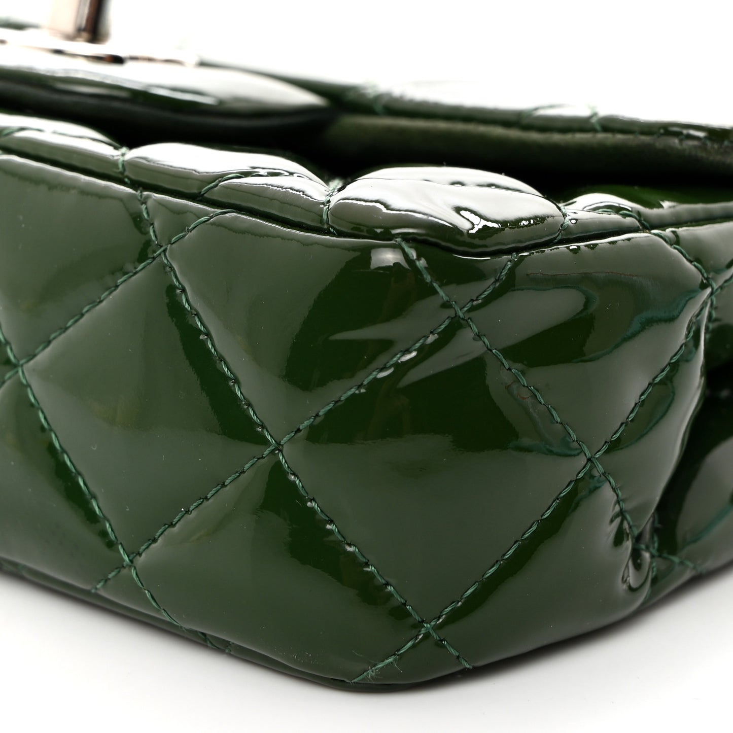 Patent Quilted Extra Mini Flap Green