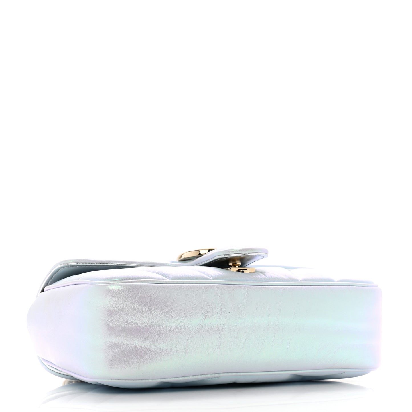 Iridescent Nappa Chevron Matelasse Small GG Marmont Shoulder Bag Iridescent Snow Light Blue