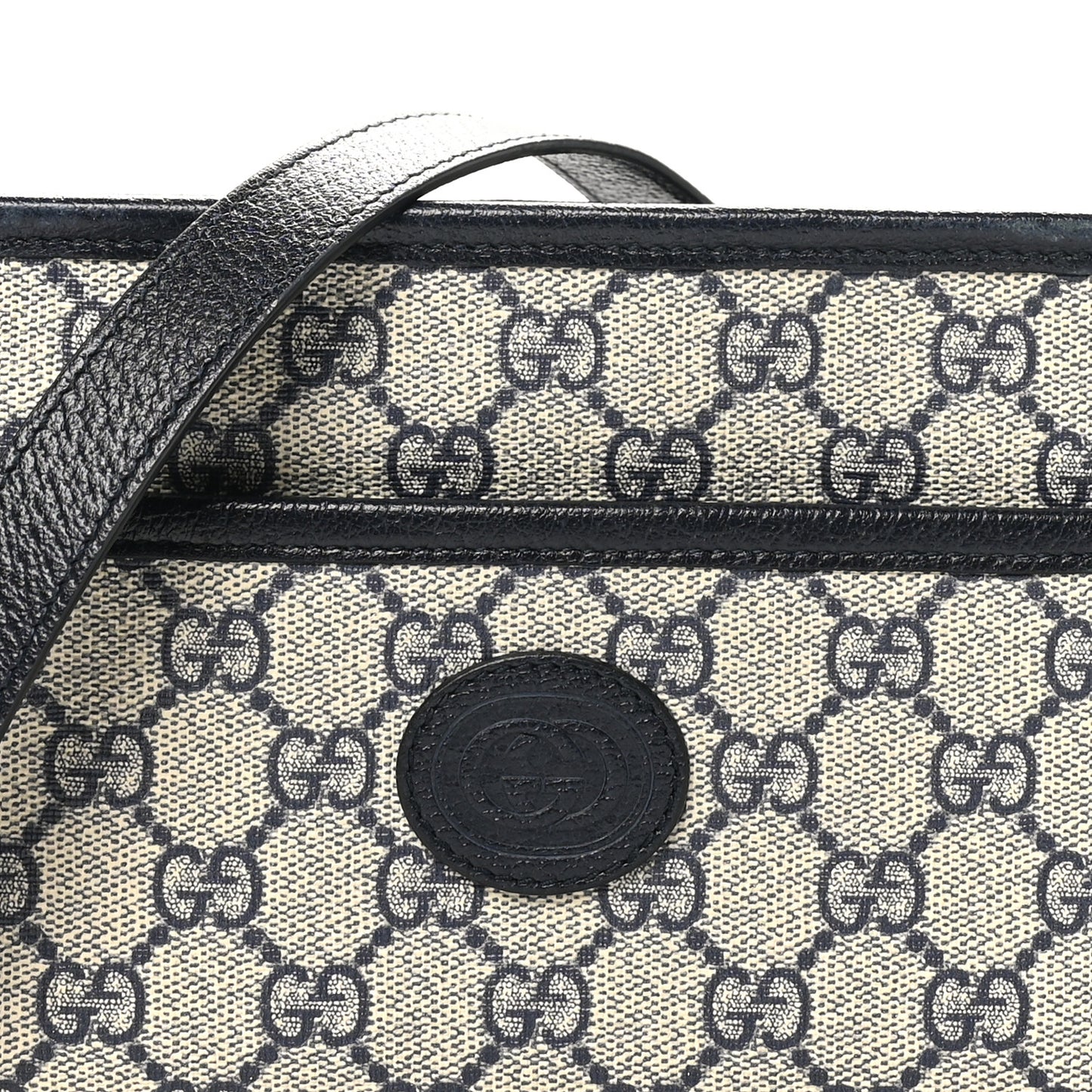 GG Supreme Monogram Textured Dollar Calfskin Mini Retro Interlocking G Shoulder Bag Beige Blue