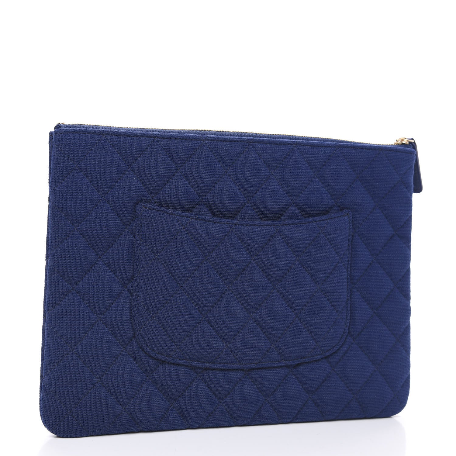 Chanel Jersey Quilted Medium Cosmetic Case Blue 2 of 8