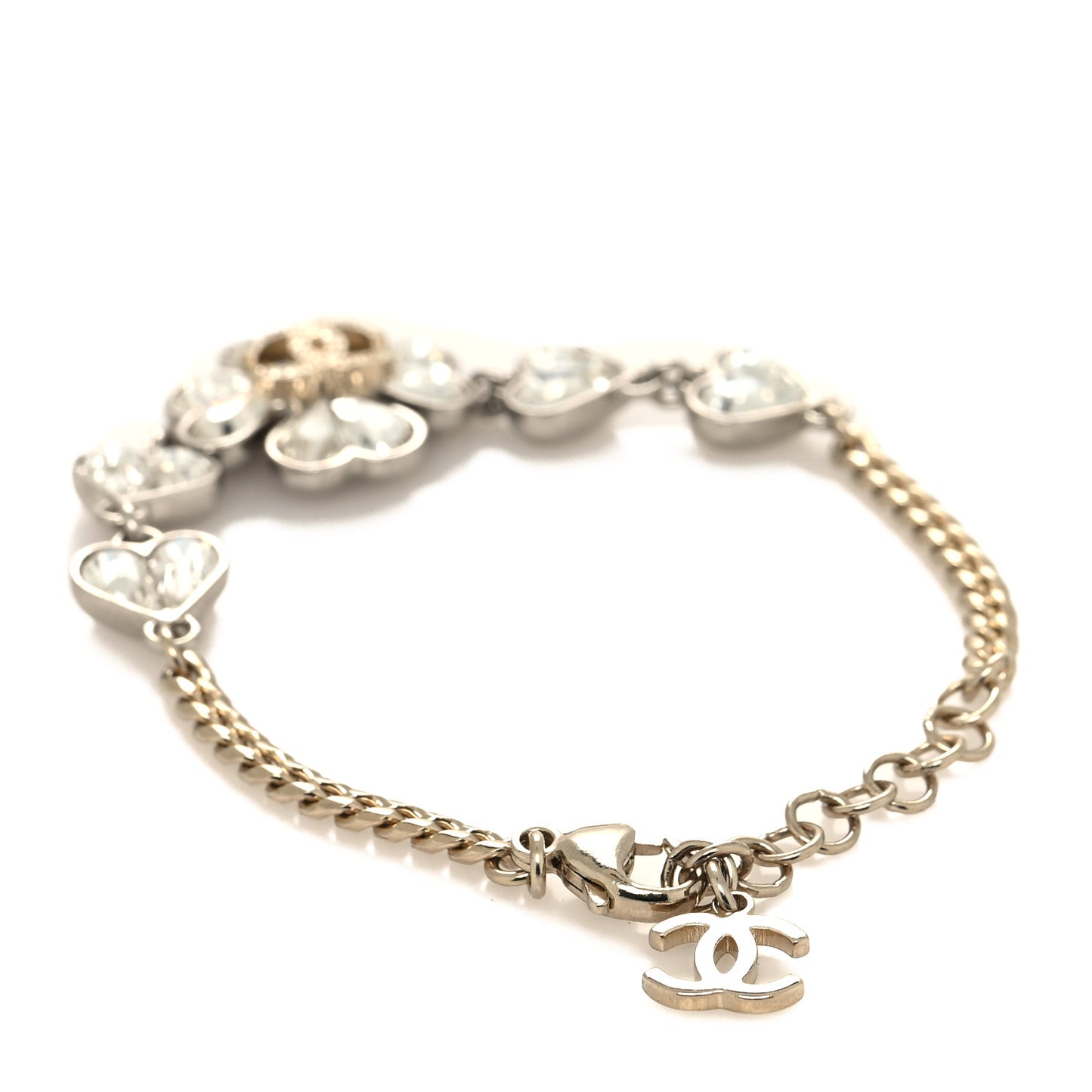 Crystal CC Clover Chain Bracelet Gold