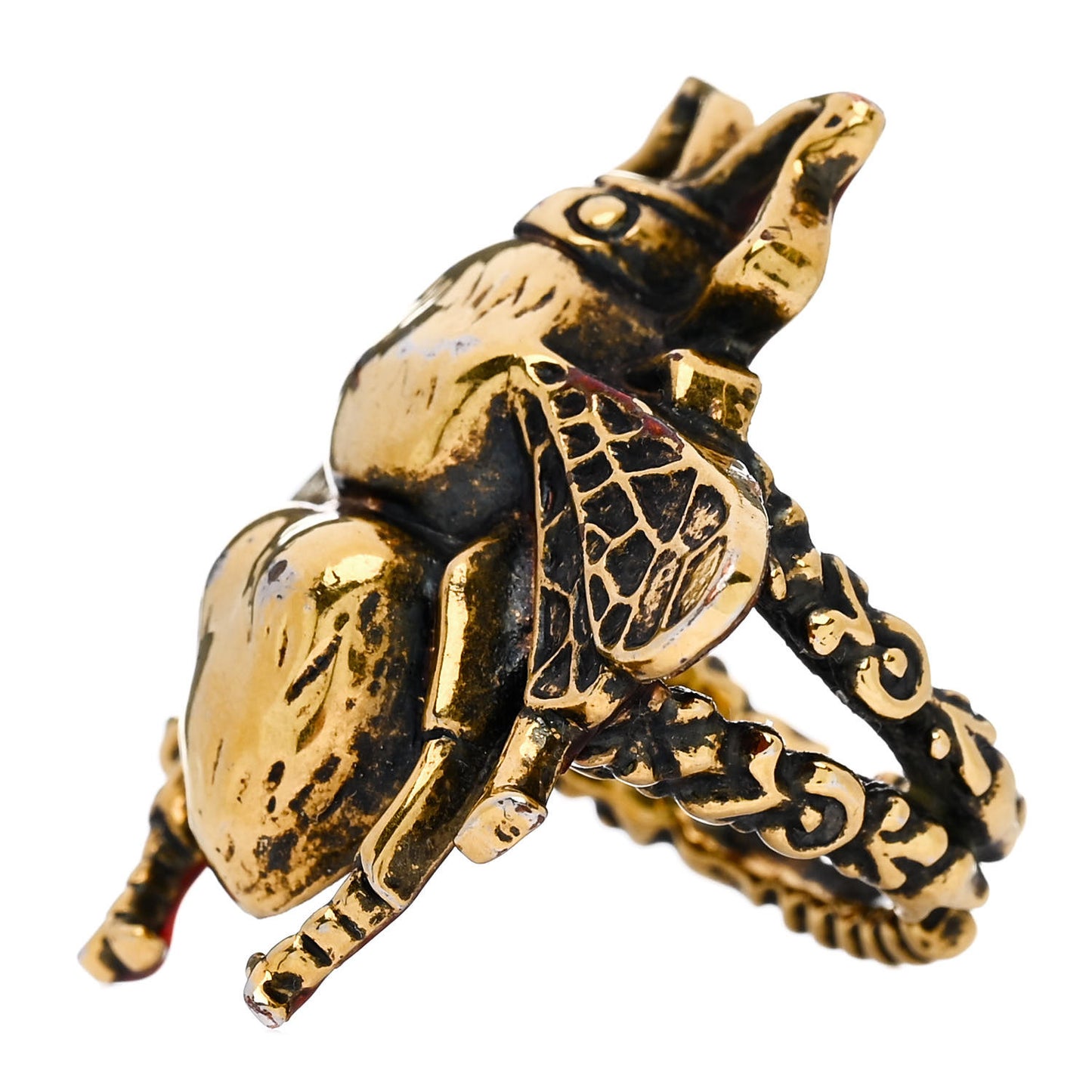 Metal Enamel Bee Ring 5 Aged Gold