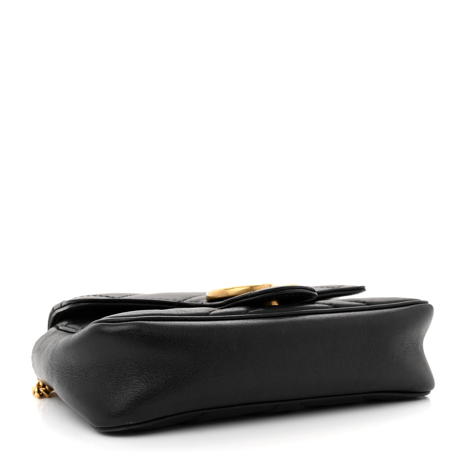 Gucci Calfskin Matelasse Super Mini GG Marmont Shoulder Bag Black 4 of 12