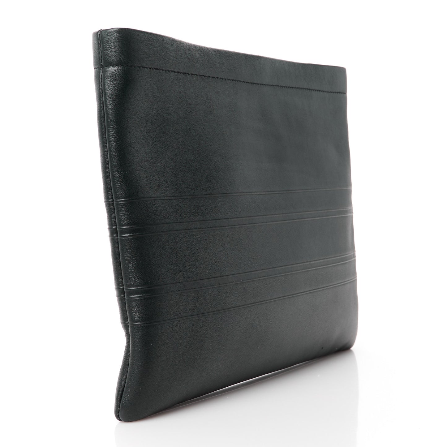 Calfskin Medium Diordouble Zip Pouch Black