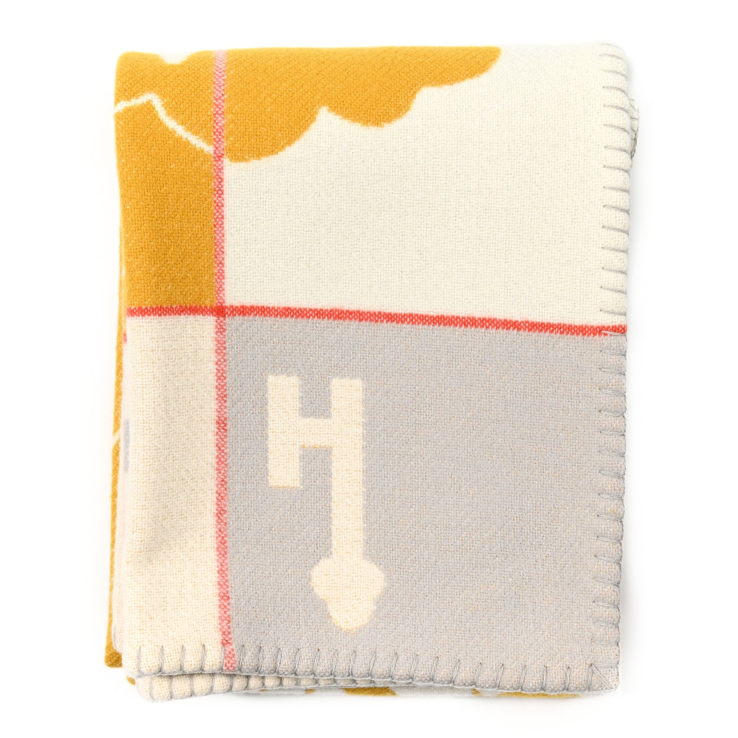 Wool Cashmere Avalon Epopee Blanket Jaune Miel Gris Perle