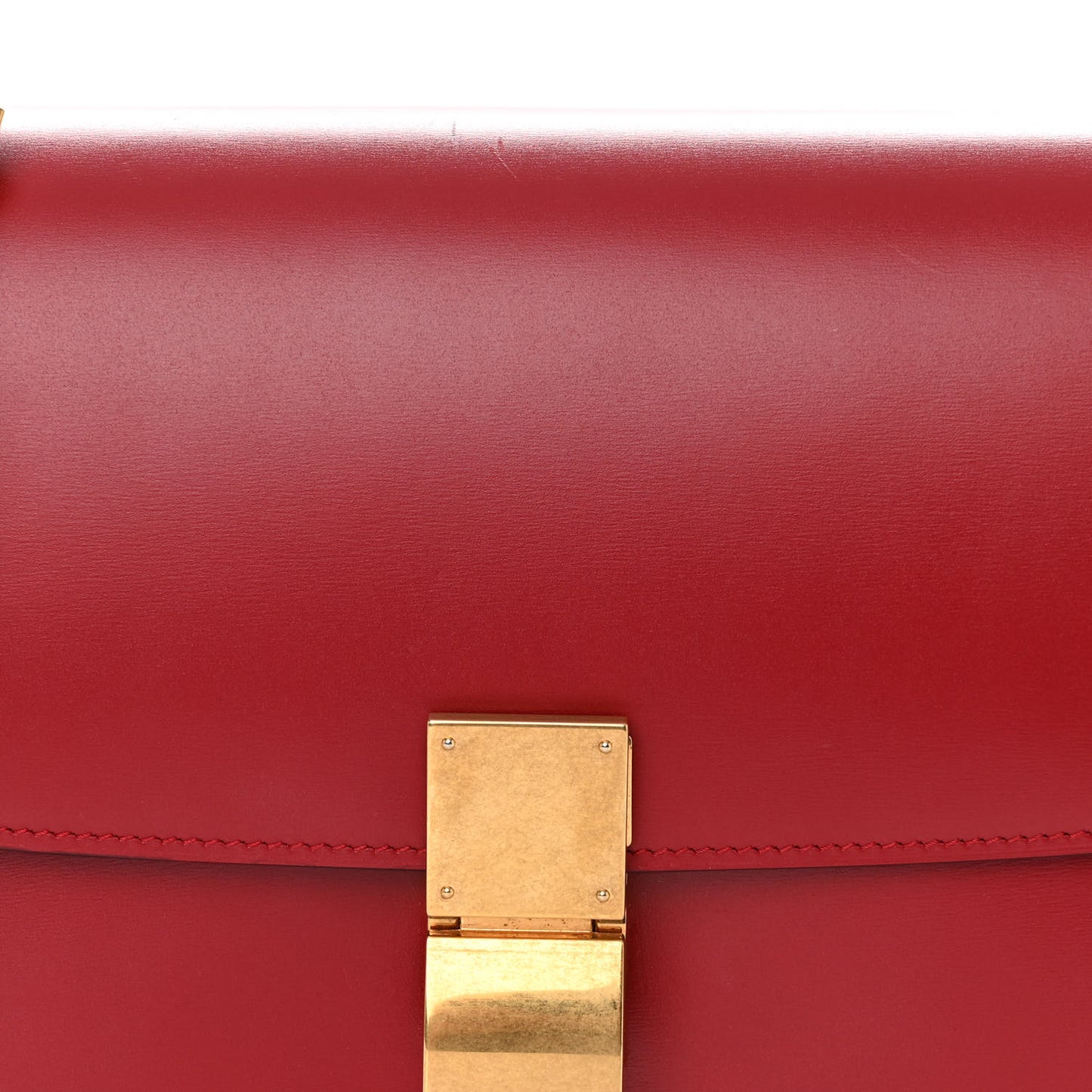 Box Calfskin Medium Classic Box Flap Bag Red