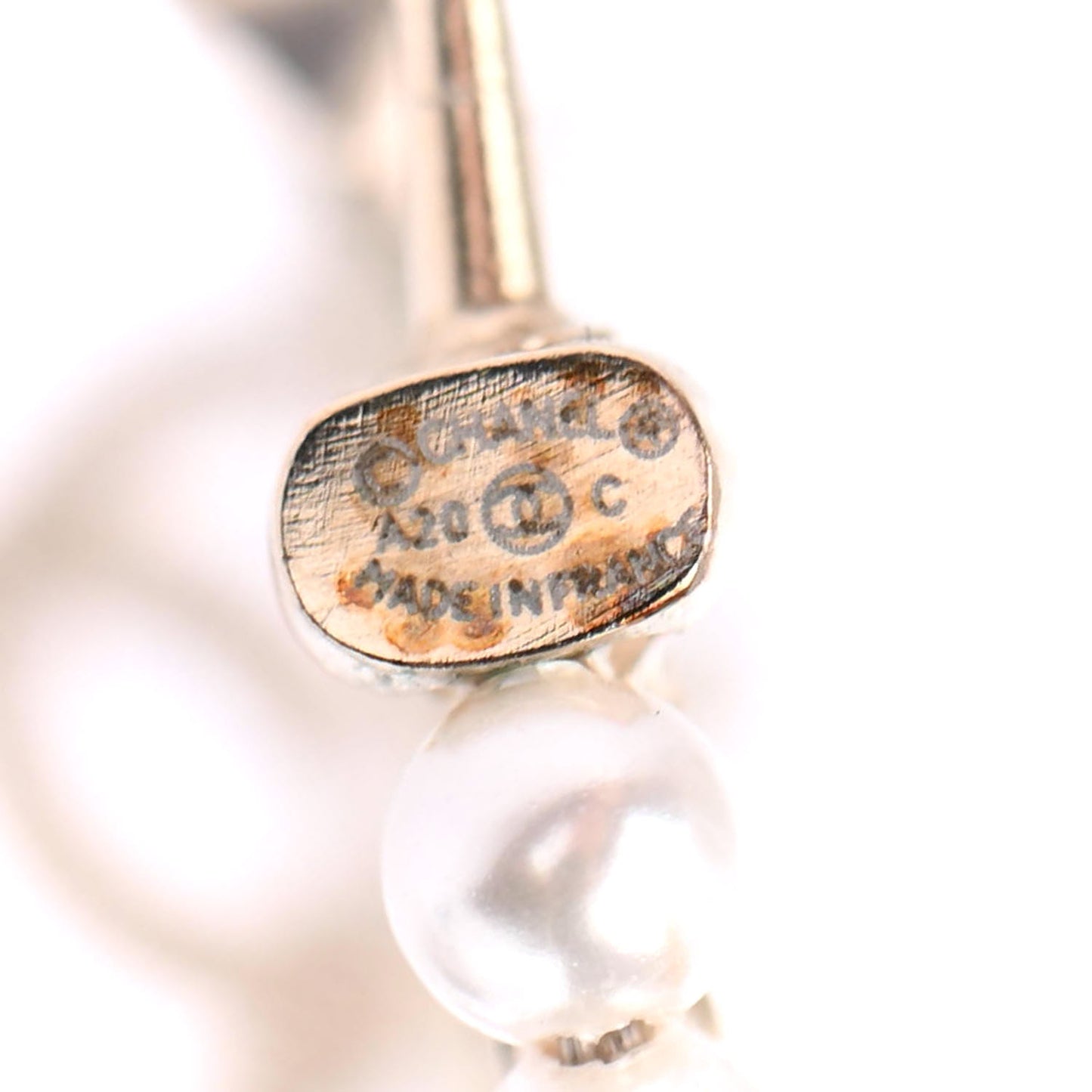 Pearl Charms CC Hoop Earrings Gold
