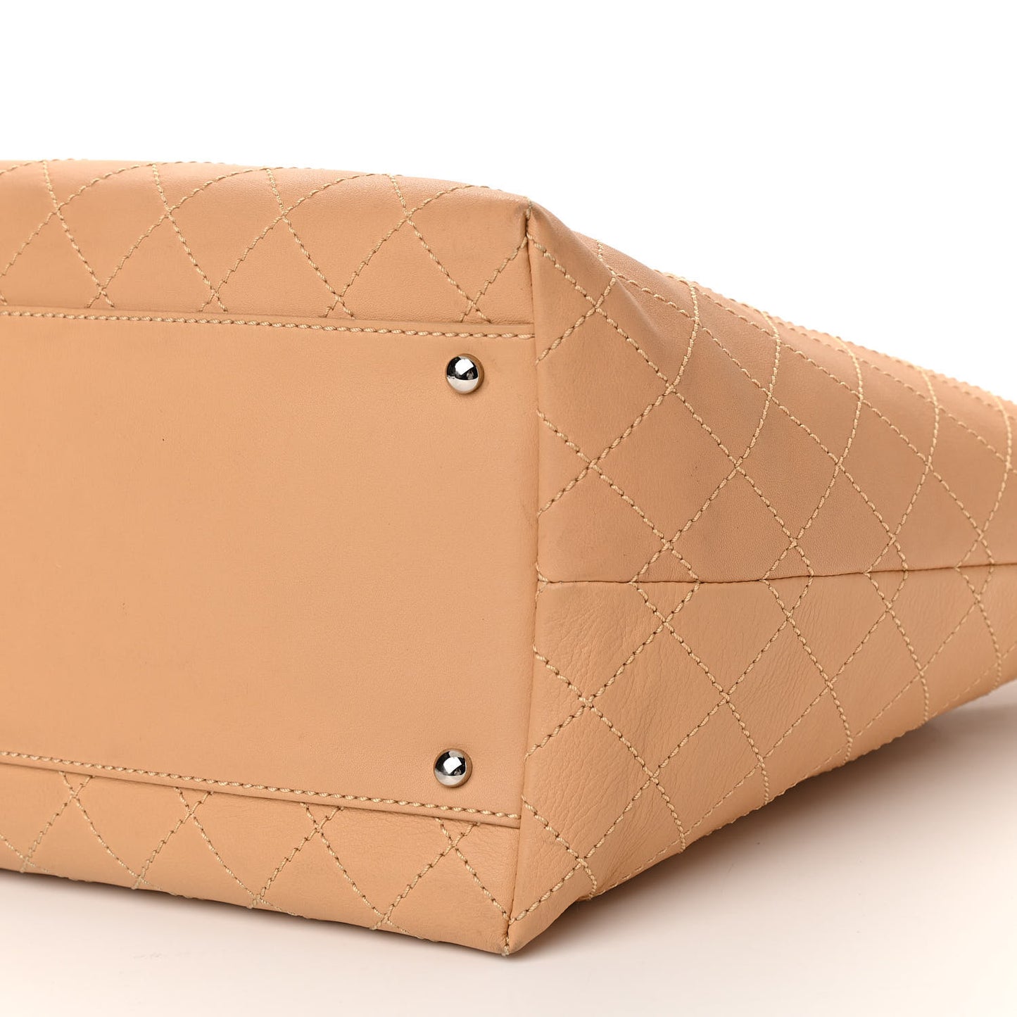Calfskin Stitched Large Shopping Tote Beige