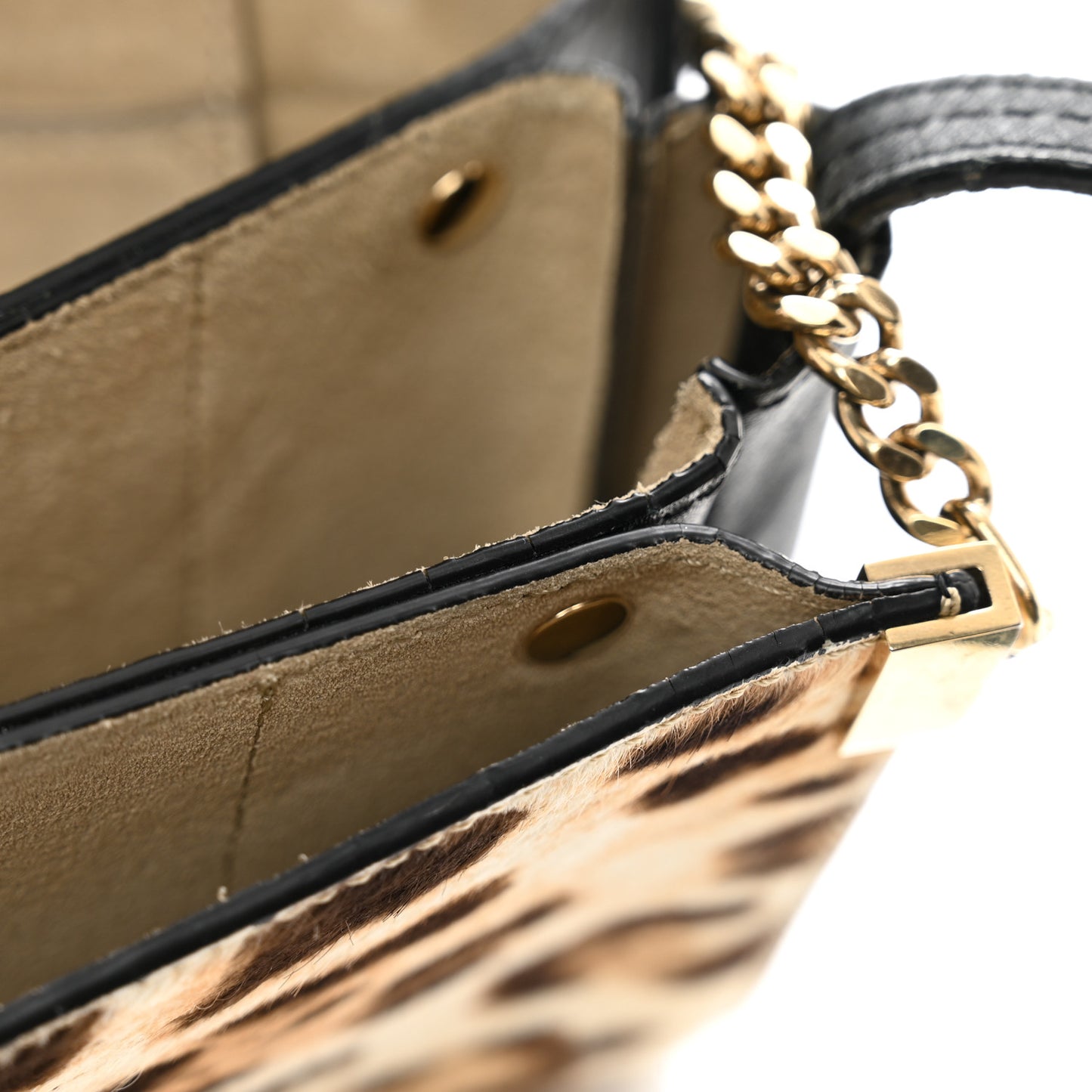 Calfskin Pony Hair Leopard Print Small Faye Shoulder Bag Abstract White