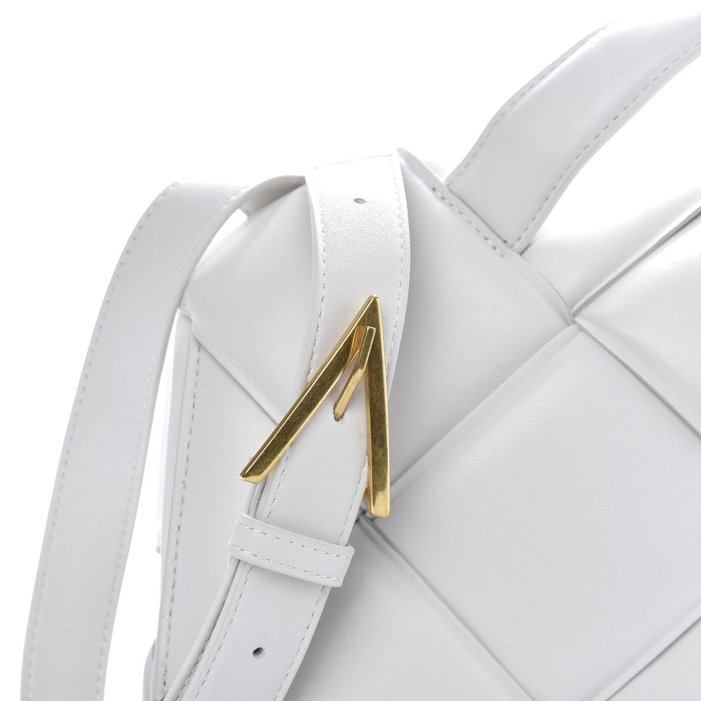 Nappa Intreccio Padded Top Handle Shoulder Bag White