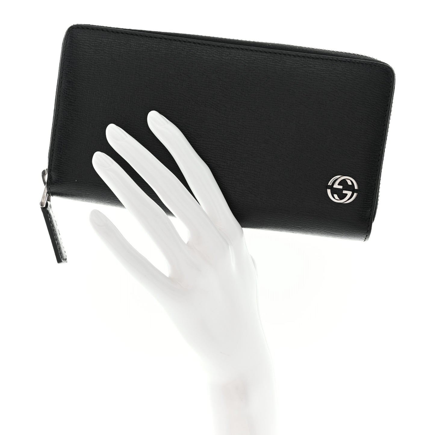 Calfskin GG Zip Around Wallet Black