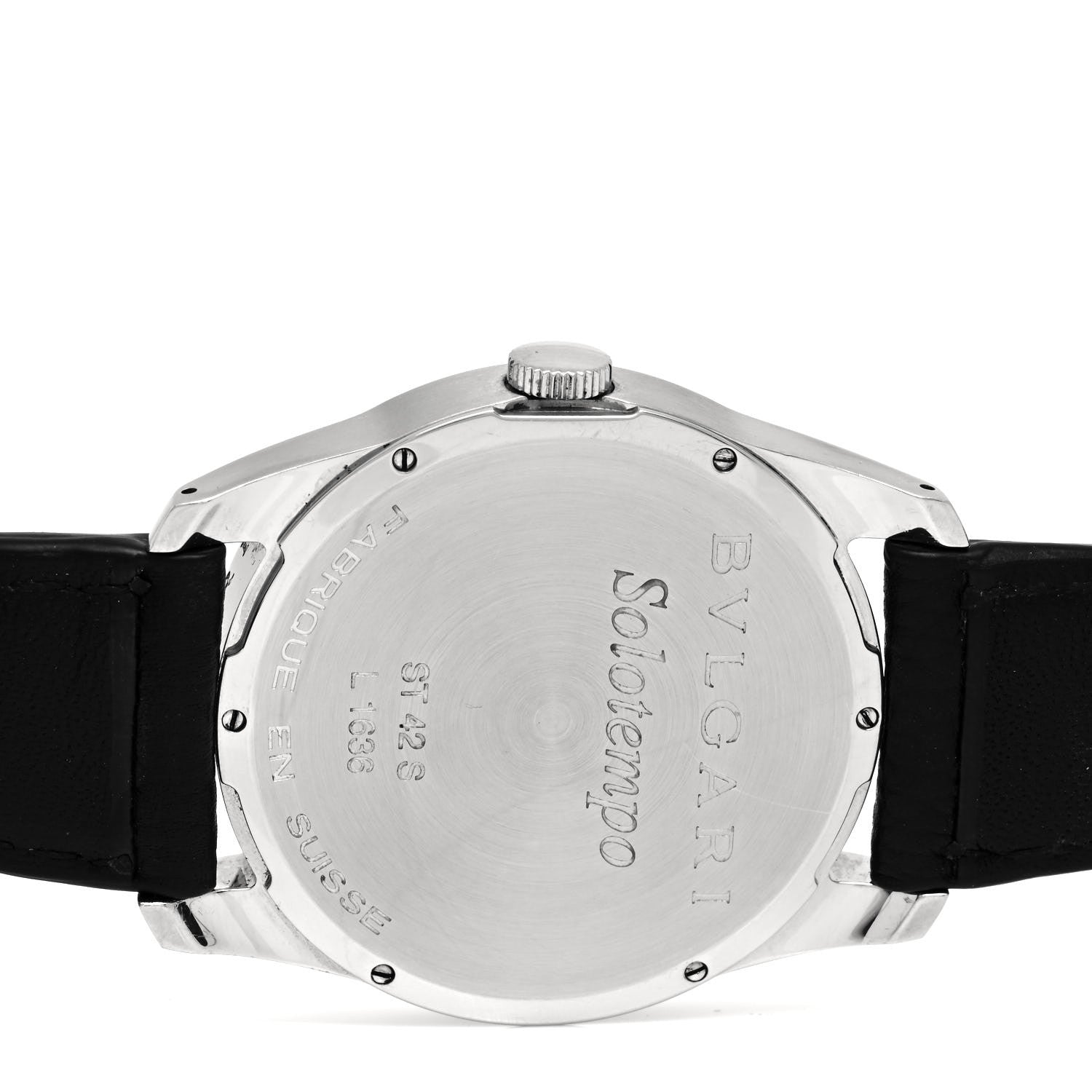 Bulgari Stainless Steel Calfskin 42mm Solotempo Quartz Watch Black 4 of 5