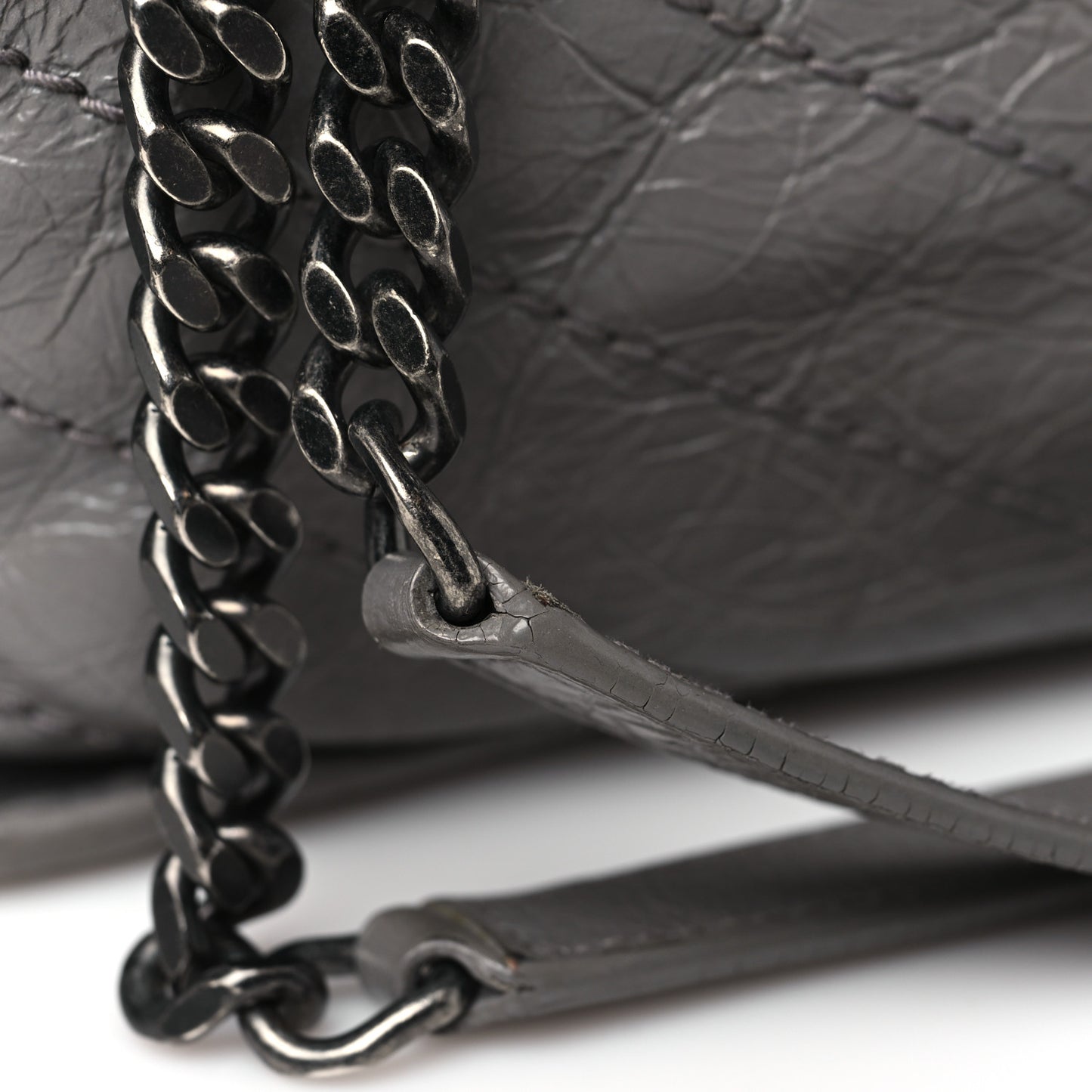 Crinkled Calfskin Matelasse Monogram Large Niki Chain Satchel Fog