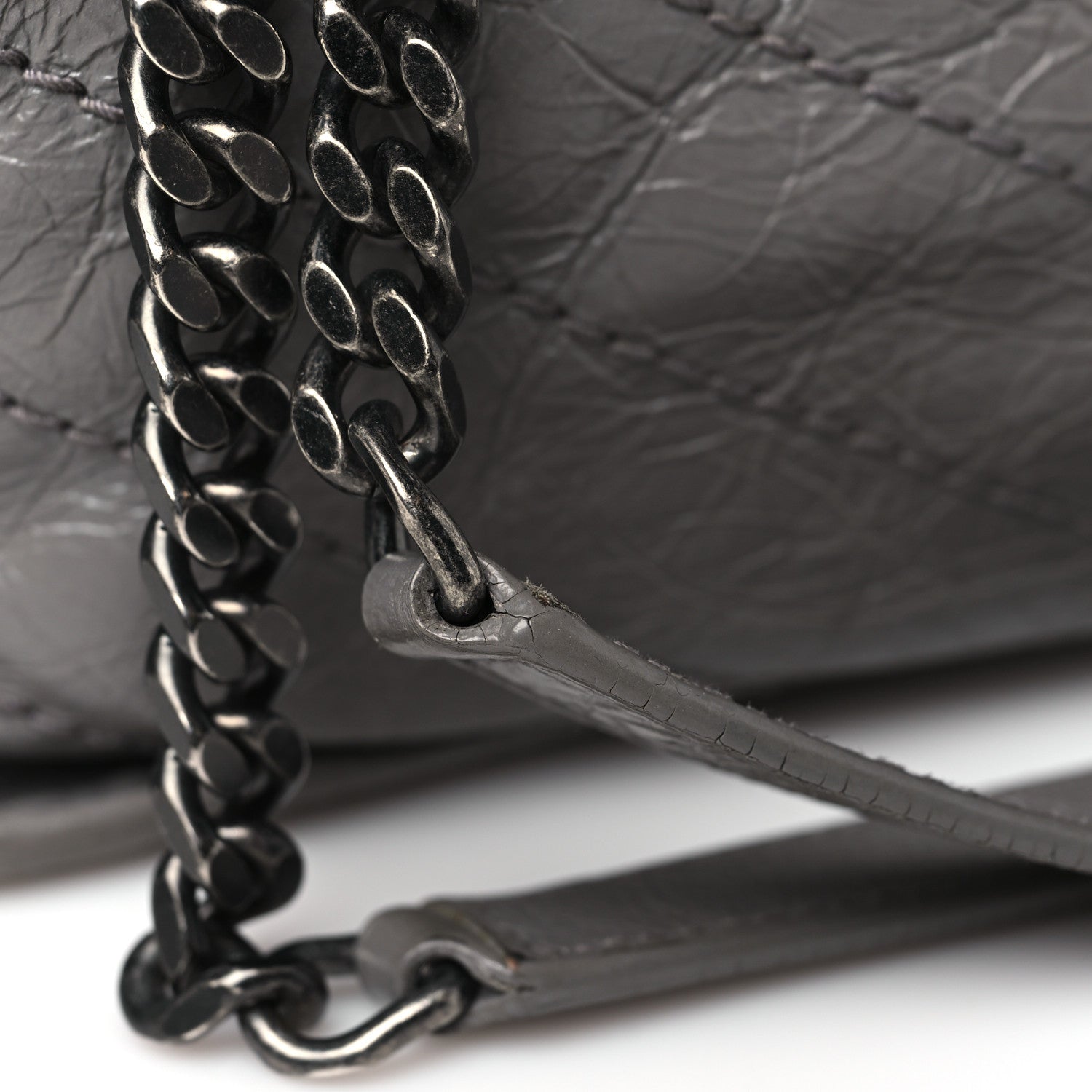 Saint Laurent Crinkled Calfskin Matelasse Monogram Large Niki Chain Satchel Fog 11 of 13