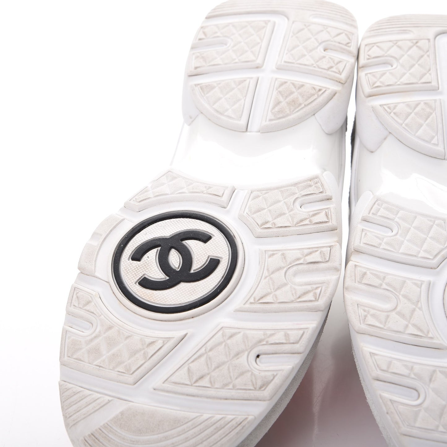 Suede Calfskin CC Sneakers 40 White Grey Pink