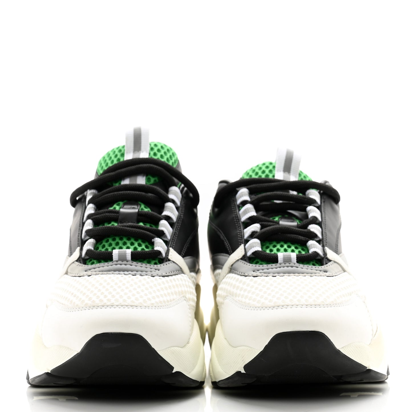 Technical Mesh Calfskin Mens B22 Sneakers 40 Green Black White