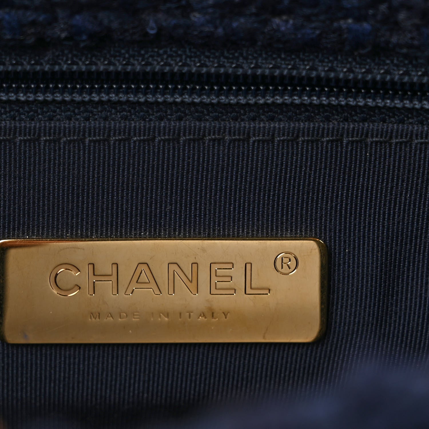Chanel Tweed Quilted Large Chanel 19 Flap Navy Blue 4 of 8