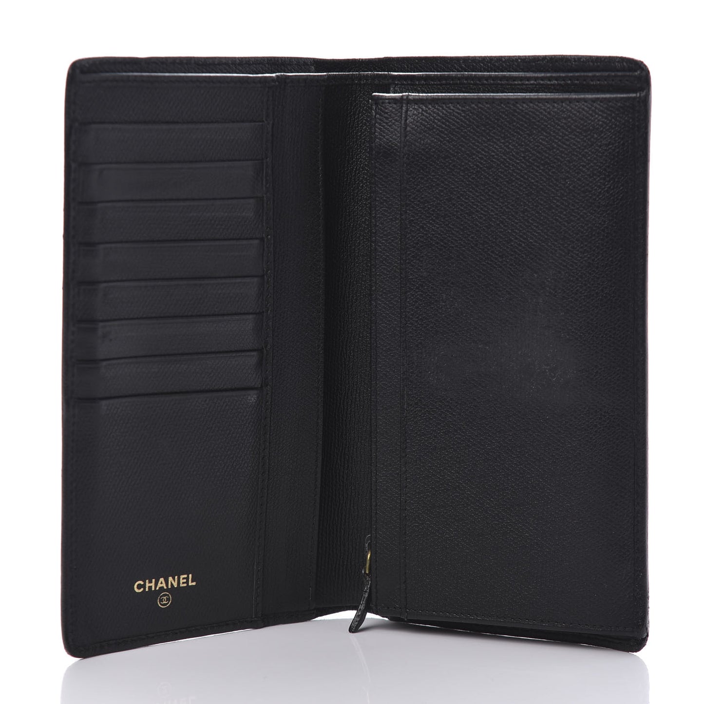 Grained Calfskin CC Button Yen Wallet Black