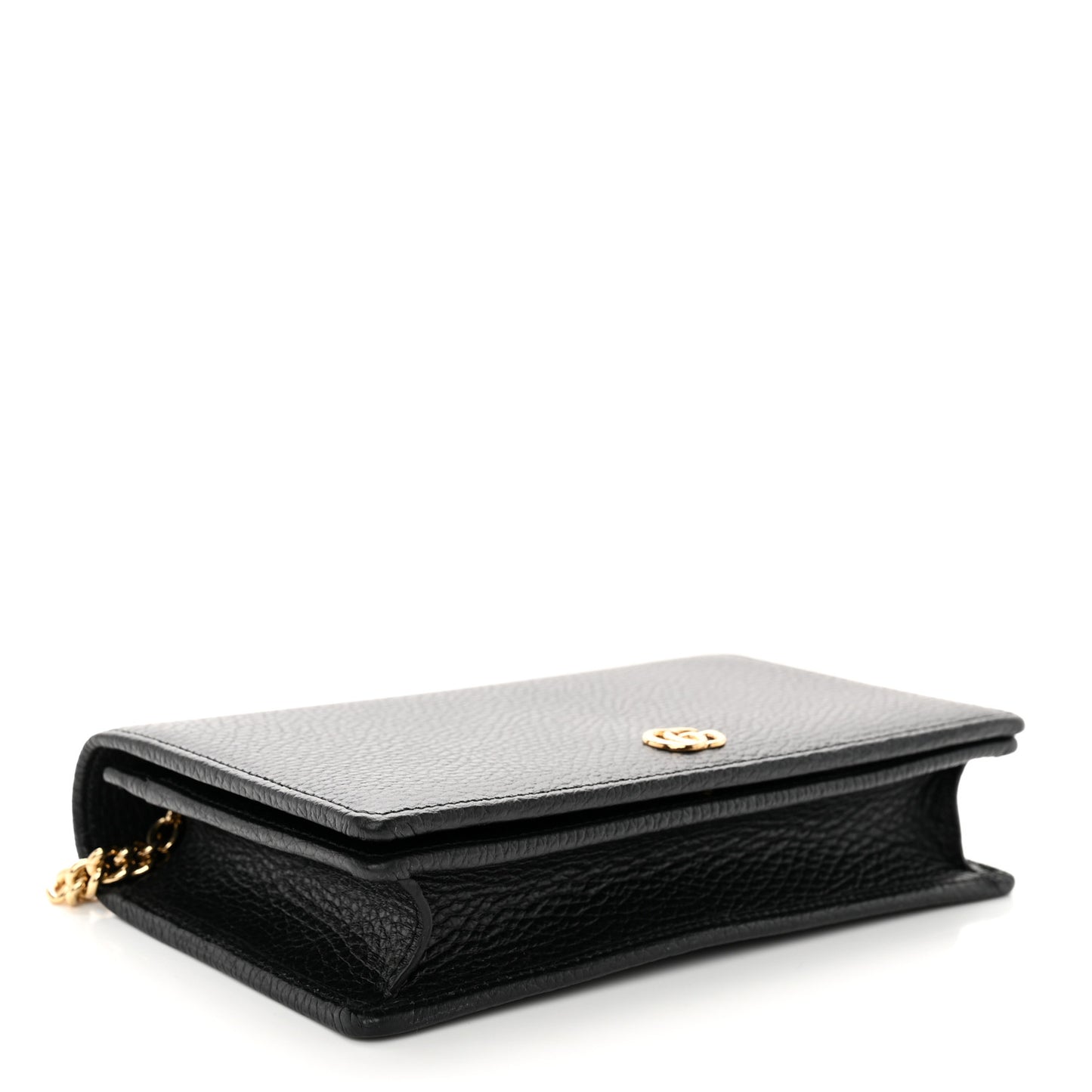 Calfskin Mini GG Marmont Chain Wallet Black