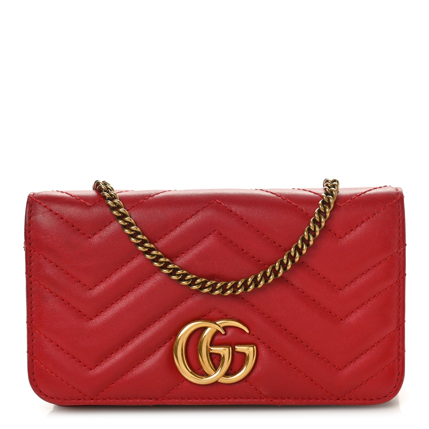 Calfskin Matelasse GG Marmont Mini Bag Hibiscus Red
