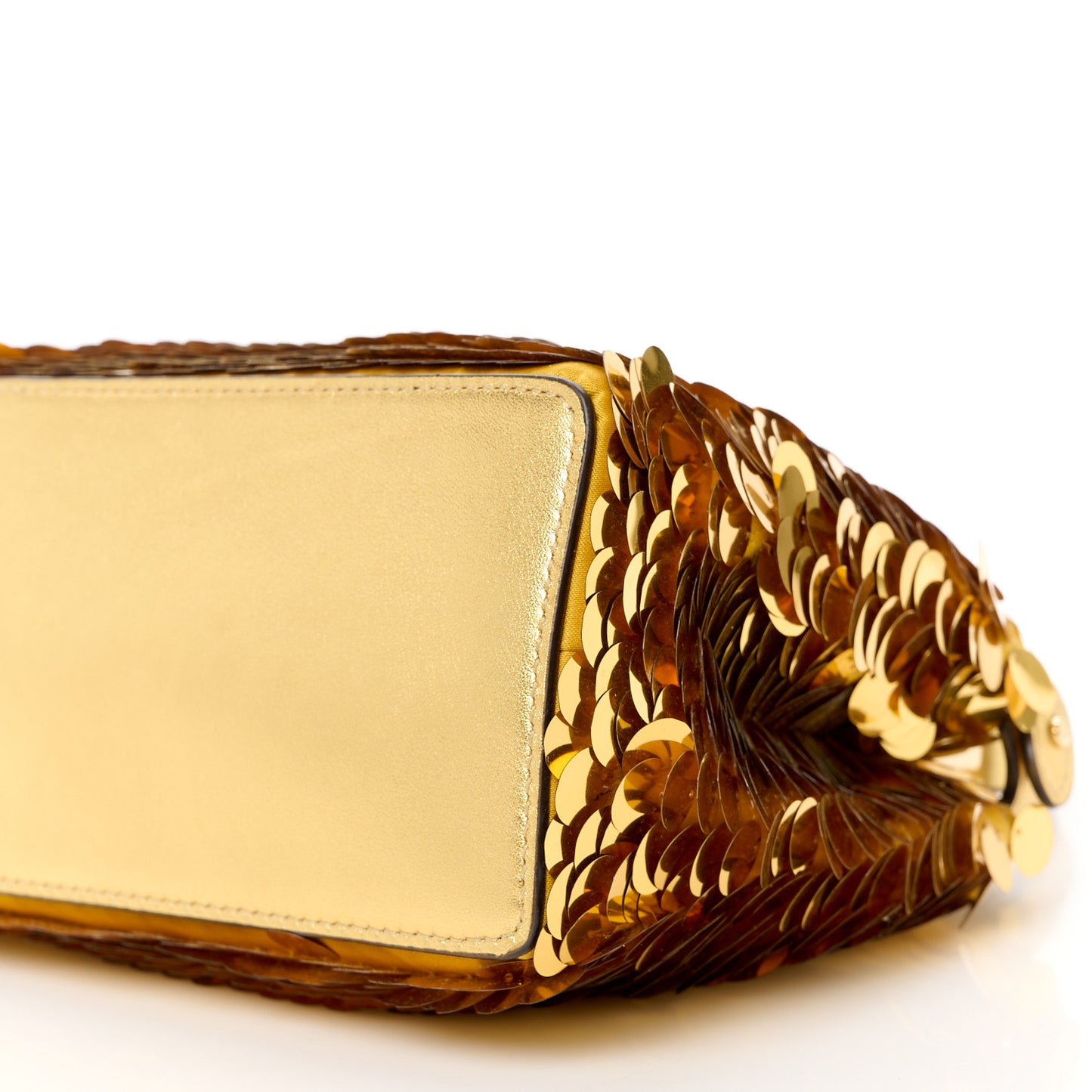 Sequin Vitello Catalan XS Peekaboo Iconic Satchel Gold