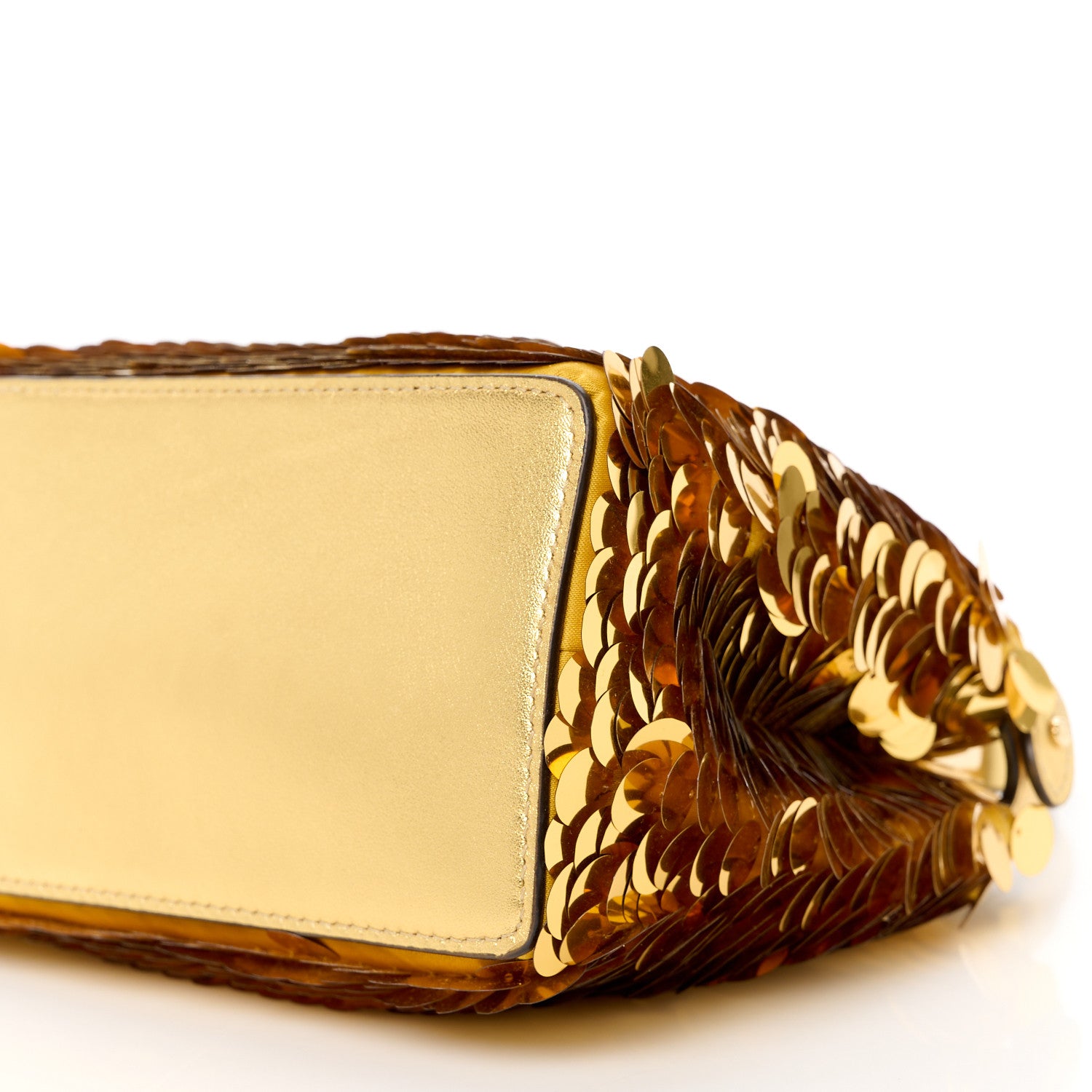 Fendi Sequin Vitello Catalan XS Peekaboo Iconic Satchel Gold 11 of 11
