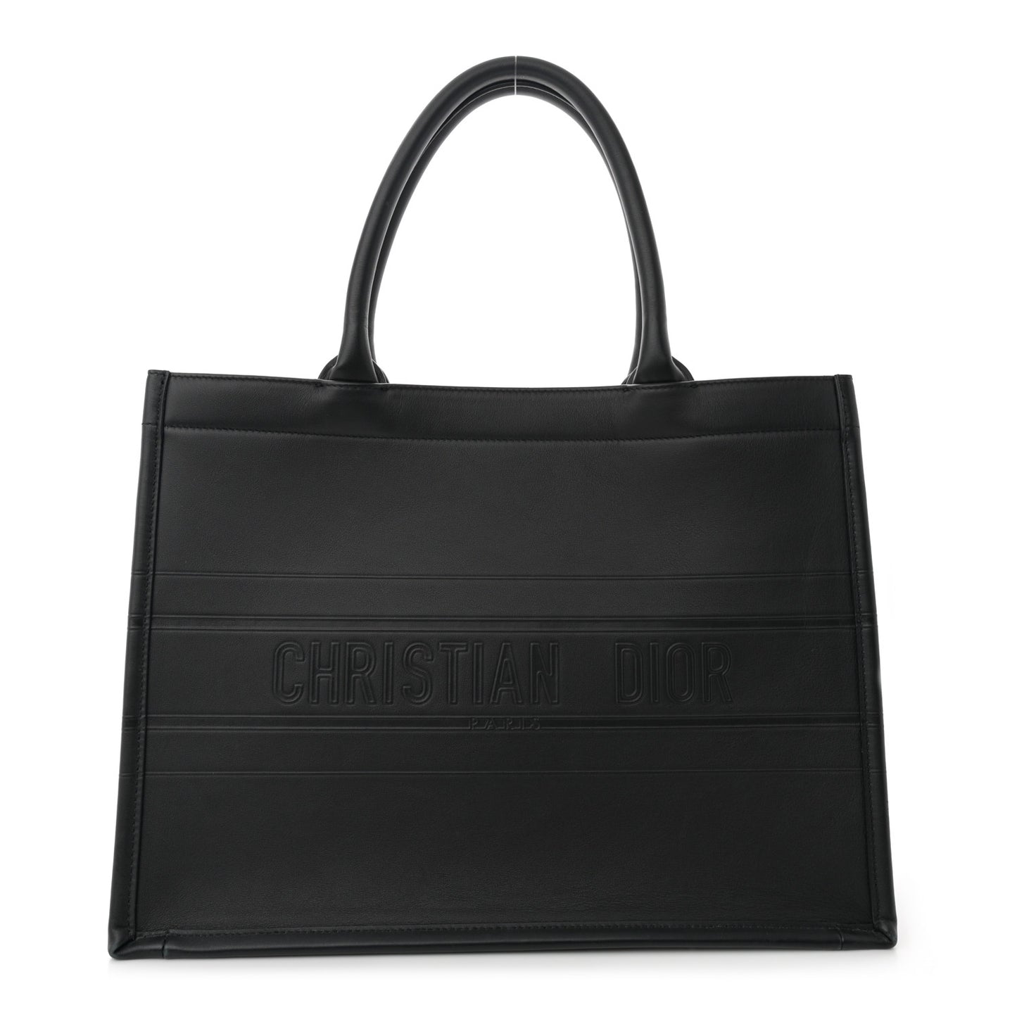 Calfskin Embossed Medium Book Tote Black