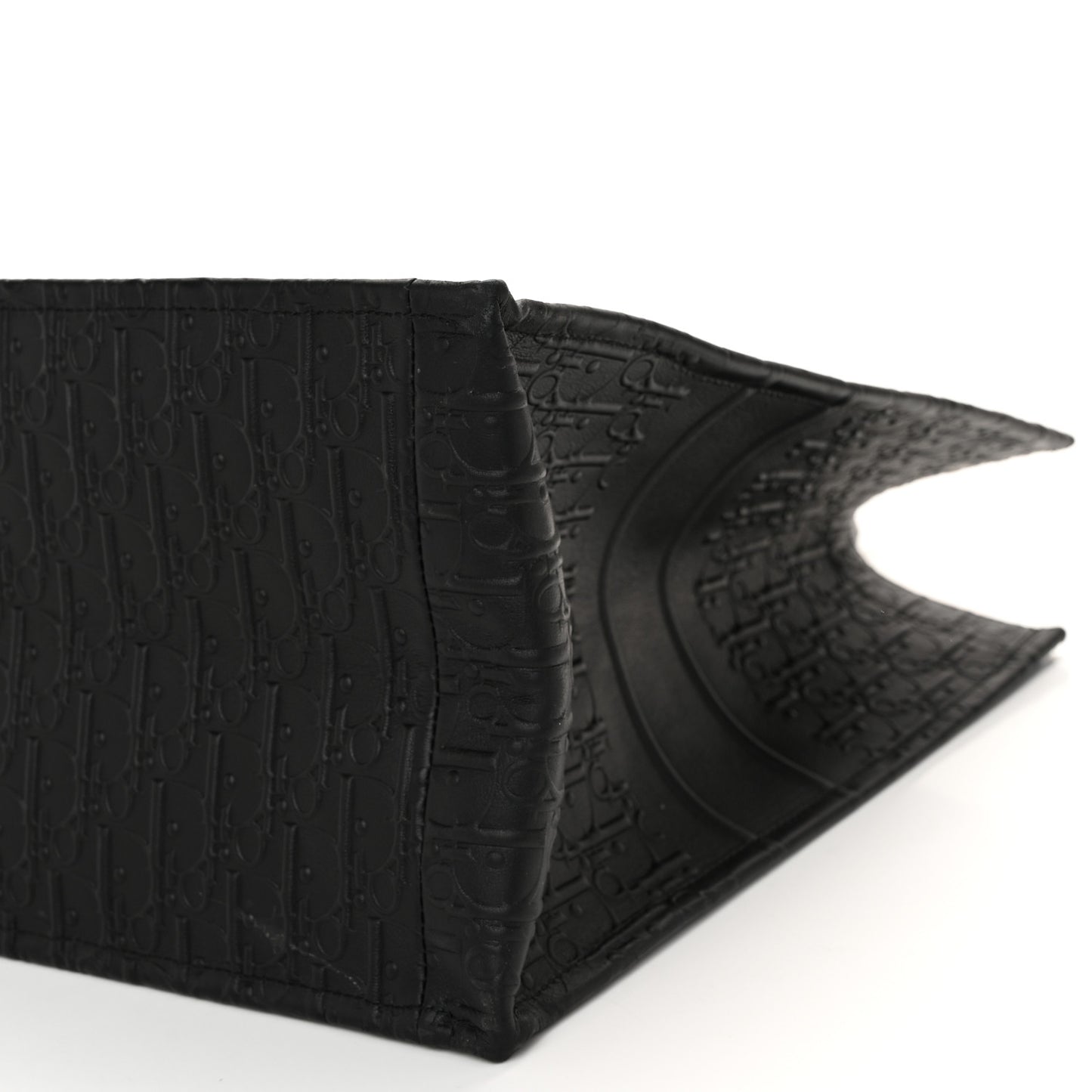 Oblique Calfskin Embossed Large Book Tote Black