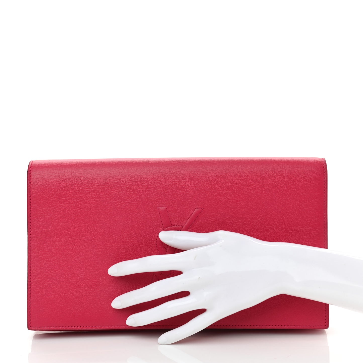 Calfskin Monogram Large Belle De Jour Clutch Lipstick Fuchsia