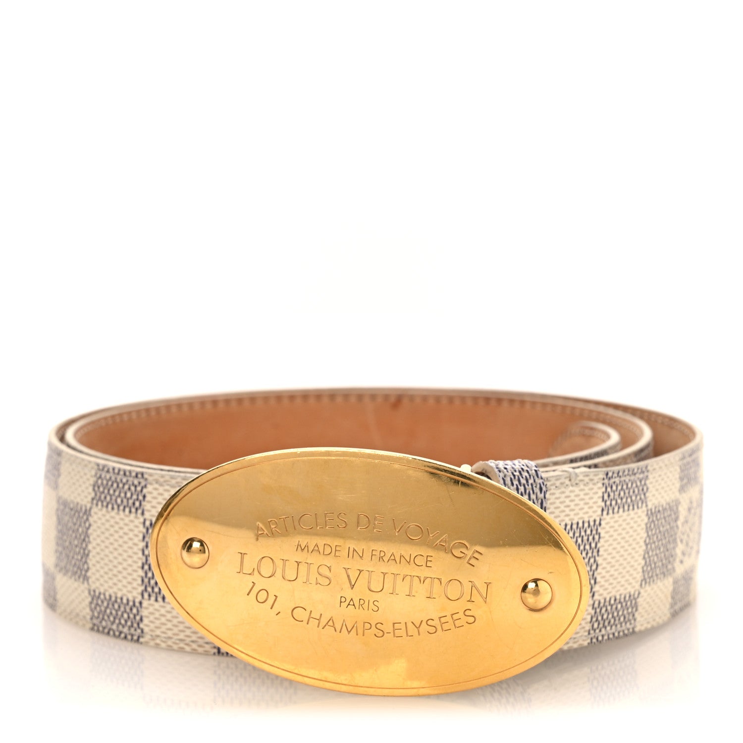 Authentic Louis Vuitton Damier Azur Articles de Voyage belt Louis Vuitton Damier Azur Voyage Belt 80 32 Azur 1807090  main image 2