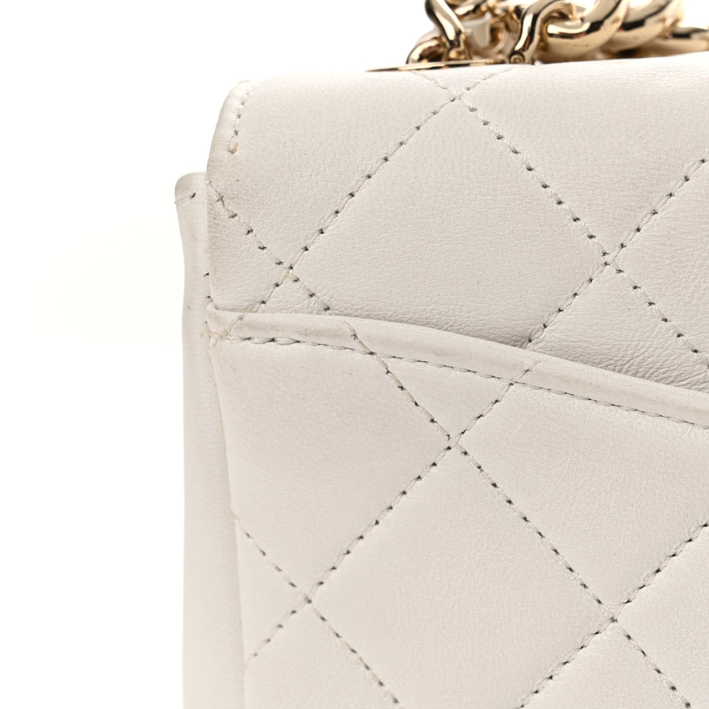 Lambskin Quilted Studded Beauty Begins Flap White