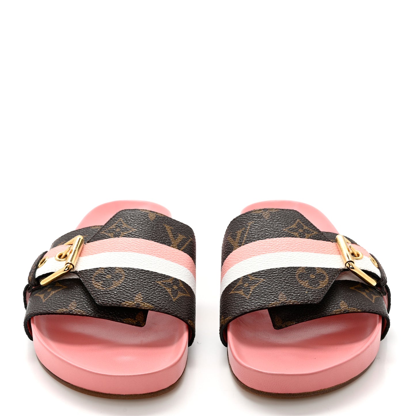 Patent Monogram Bom Dia Flat Mule 37.5 Rose White