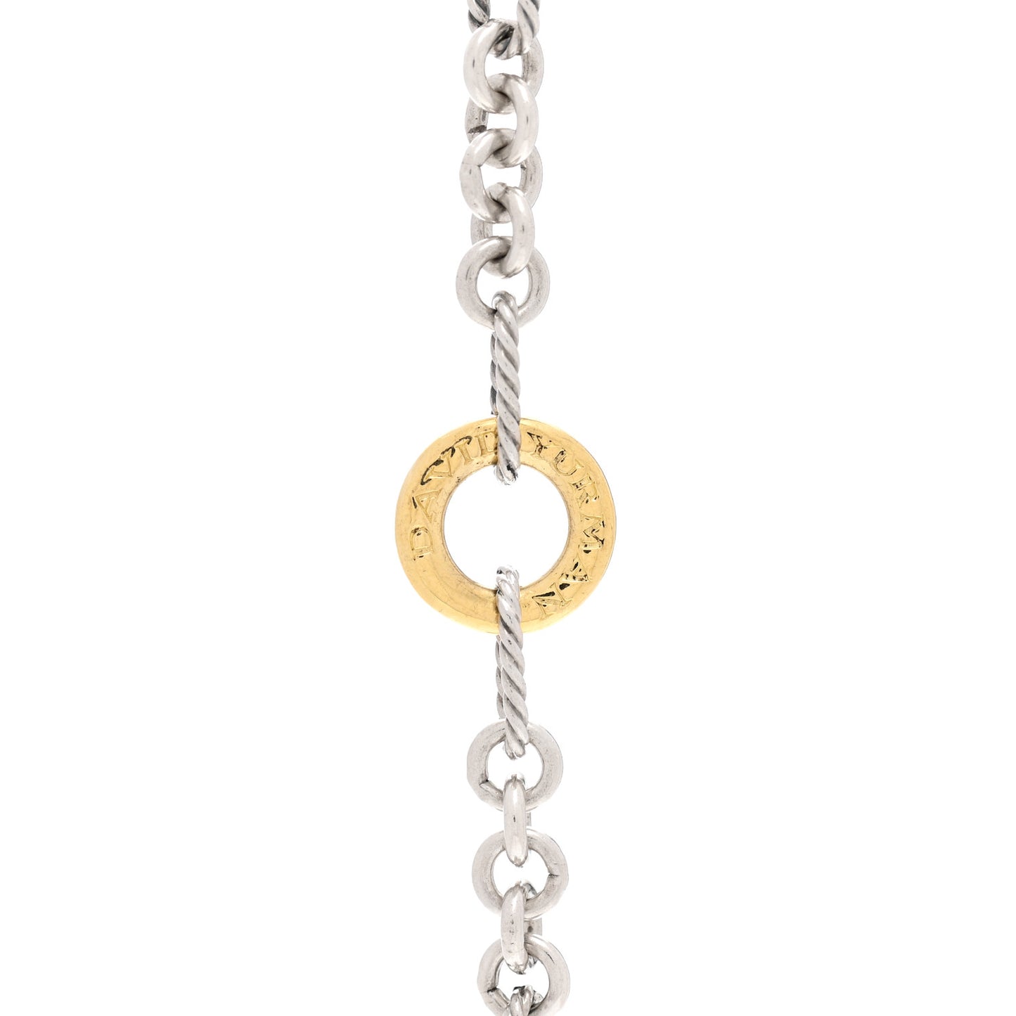 Sterling Silver 18K Yellow Gold Figaro Two Tone Link Necklace