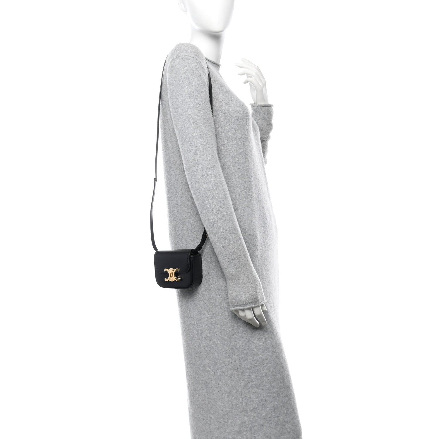 Celine Shiny Calfskin Mini Triomphe Black 2 of 11