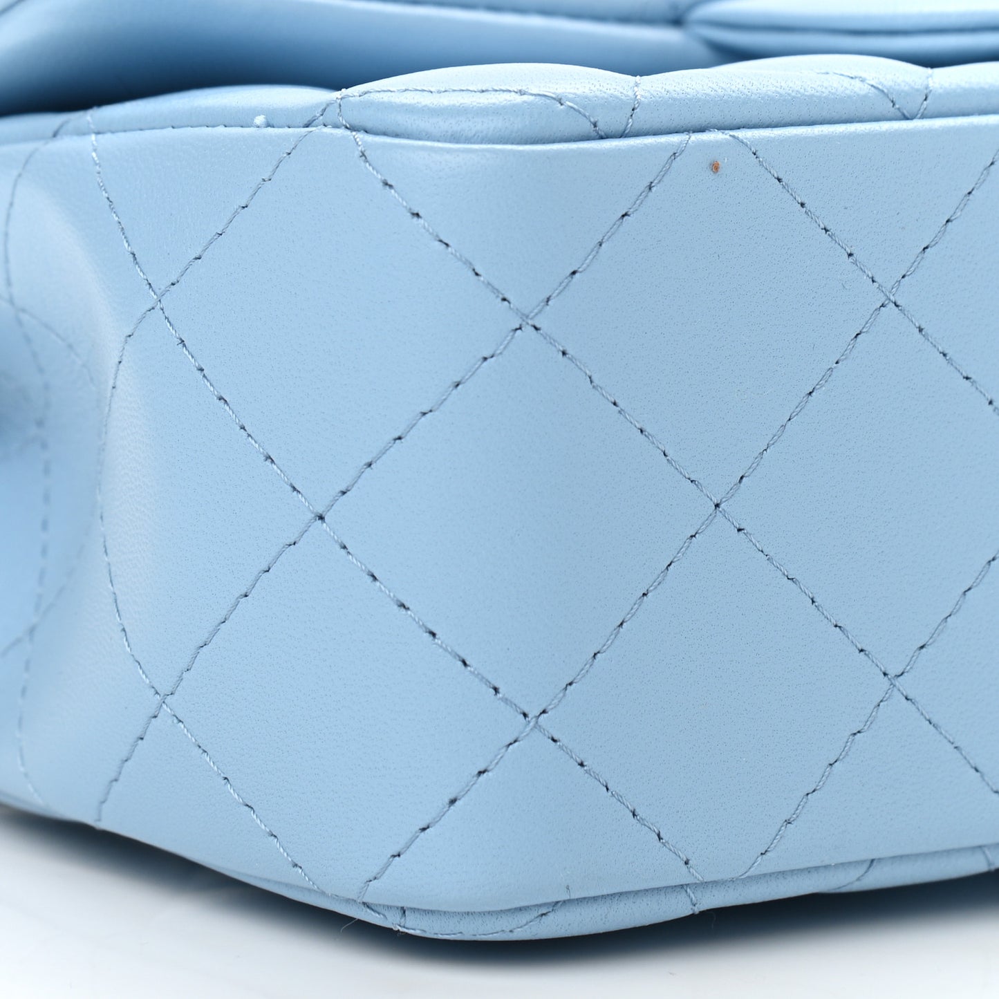 Lambskin Quilted Mini Rectangular Flap Light Blue