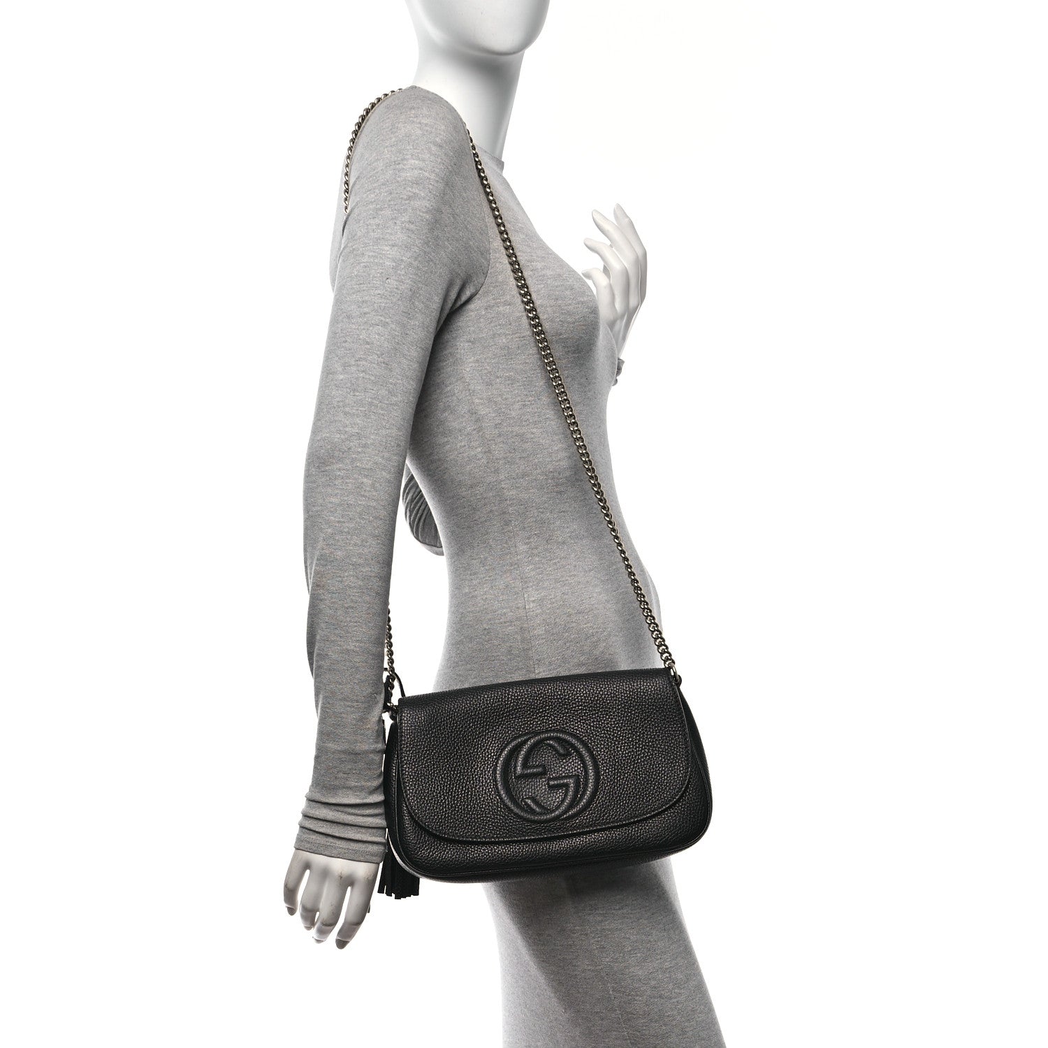 Gucci Pebbled Calfskin Medium Soho Flap Crossbody Black 3 of 10