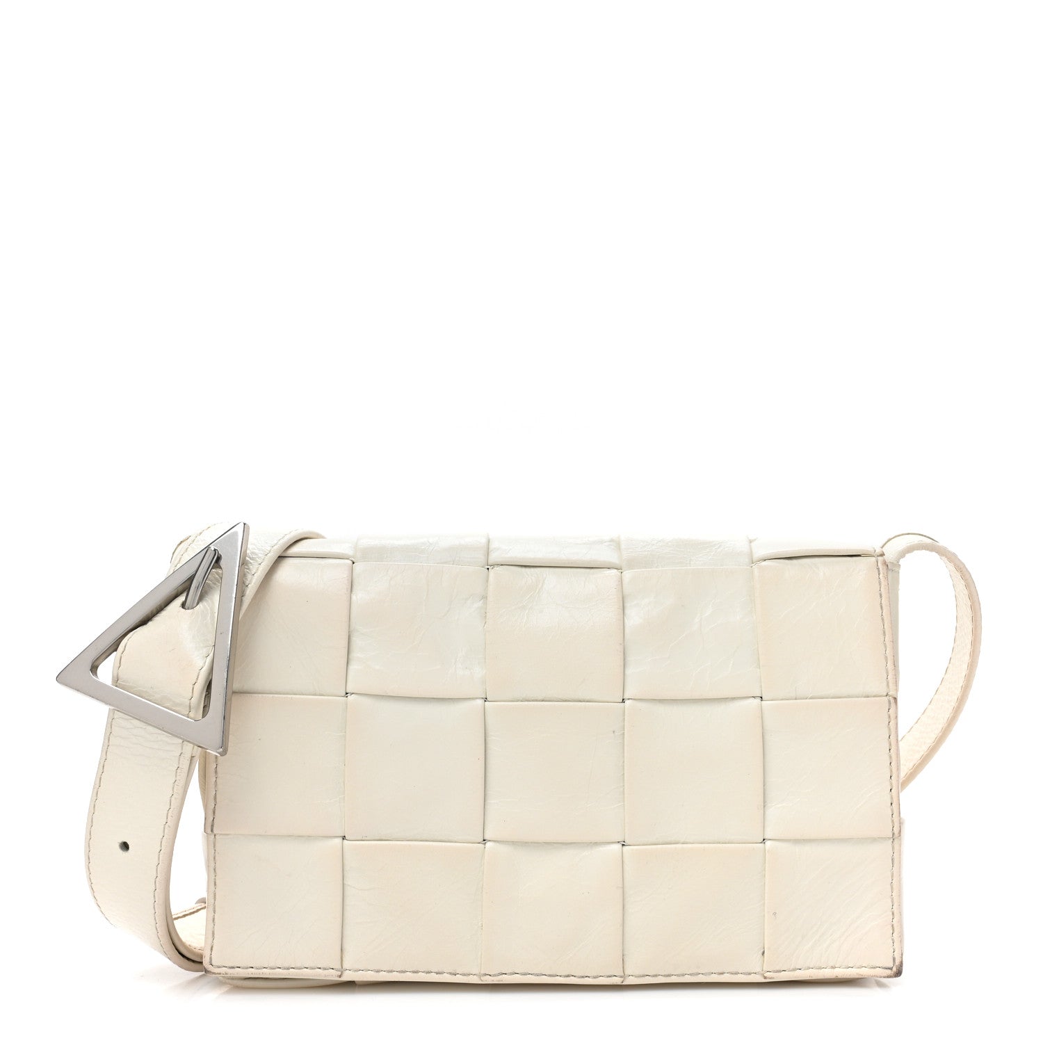 Bottega Veneta Paper Calfskin Maxi Intreccio Cassette Crossbody Bag White 1 of 15