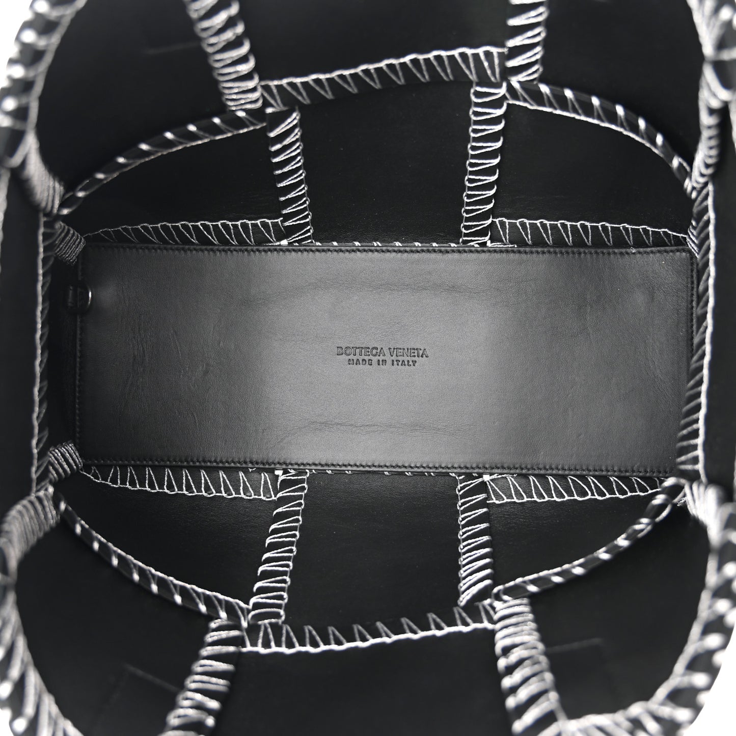 Nappa Maxi Intrecciato Overlock Stitched Small Arco Tote Black Silver