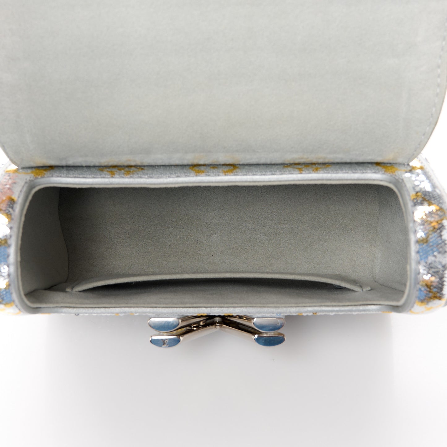 Sequins Monogram Twist Shoulder Bag PM Gold Silver