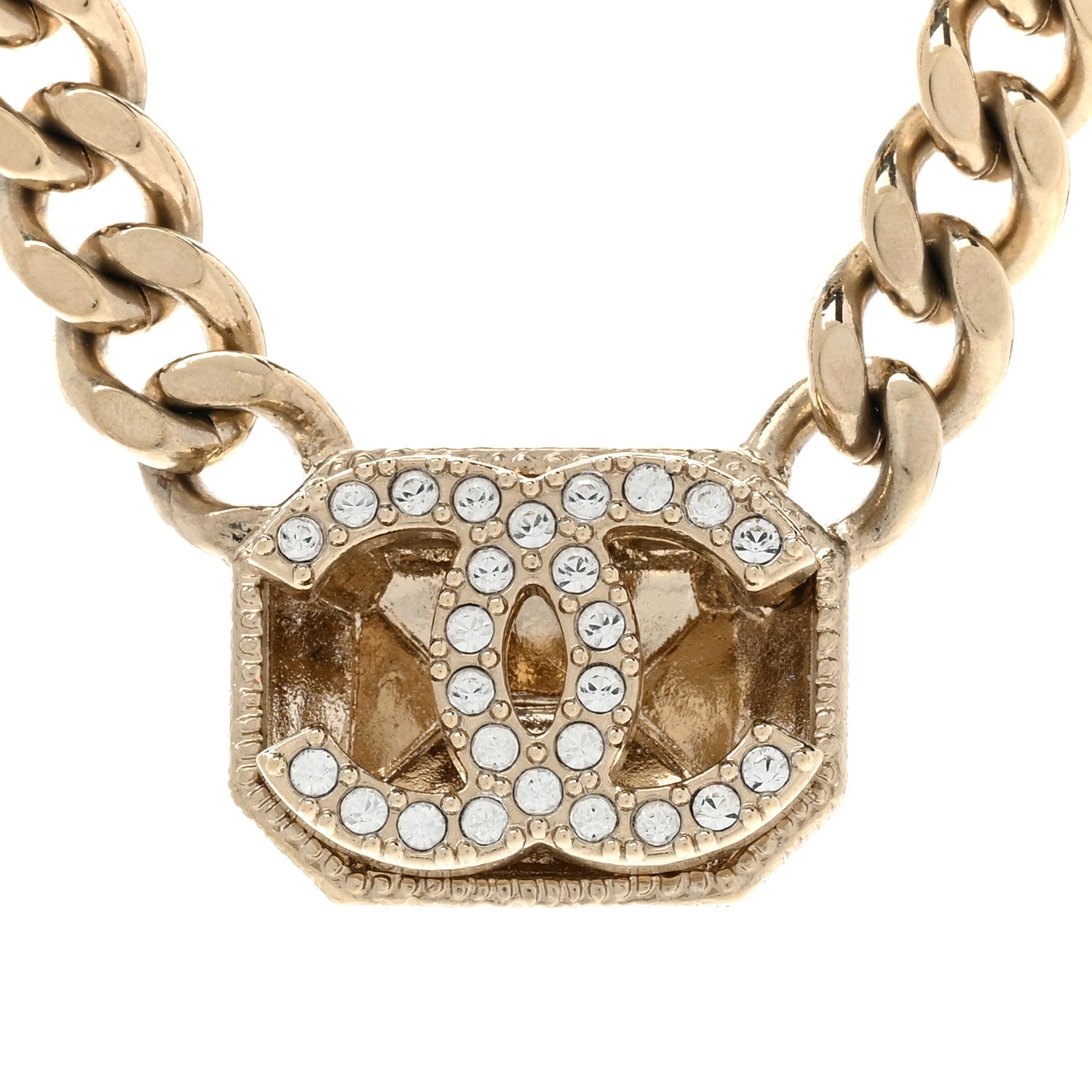 Chanel Crystal CC Chain Necklace Gold 4 of 7