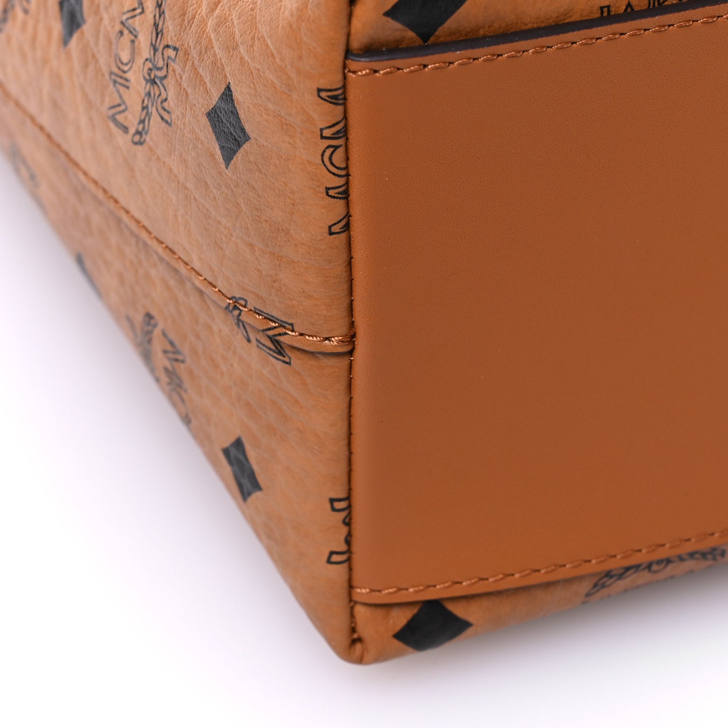 Visetos Calfskin Large Vertical Diamond Tote Cognac