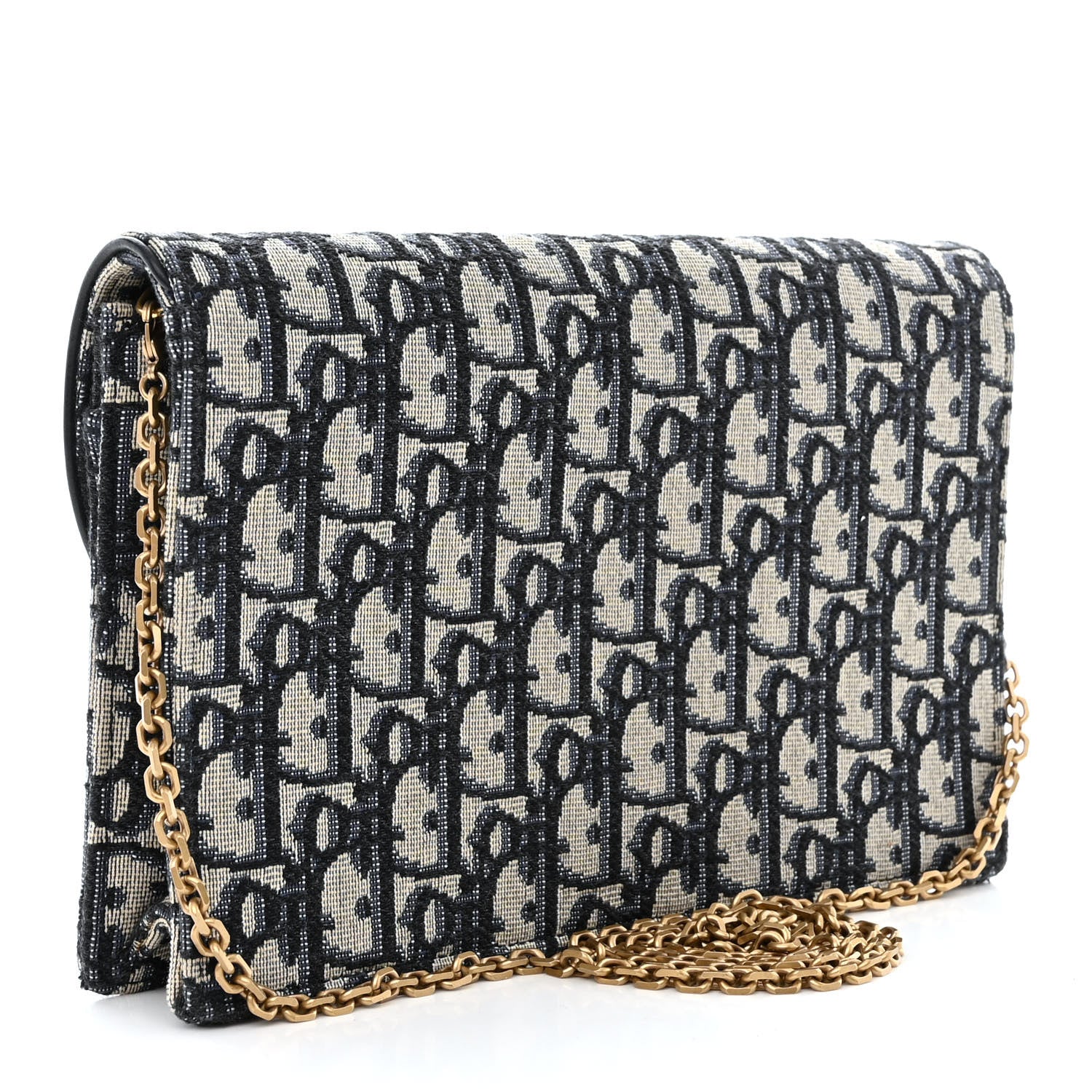 Christian Dior Oblique Saddle Chain Pouch Blue 3 of 13