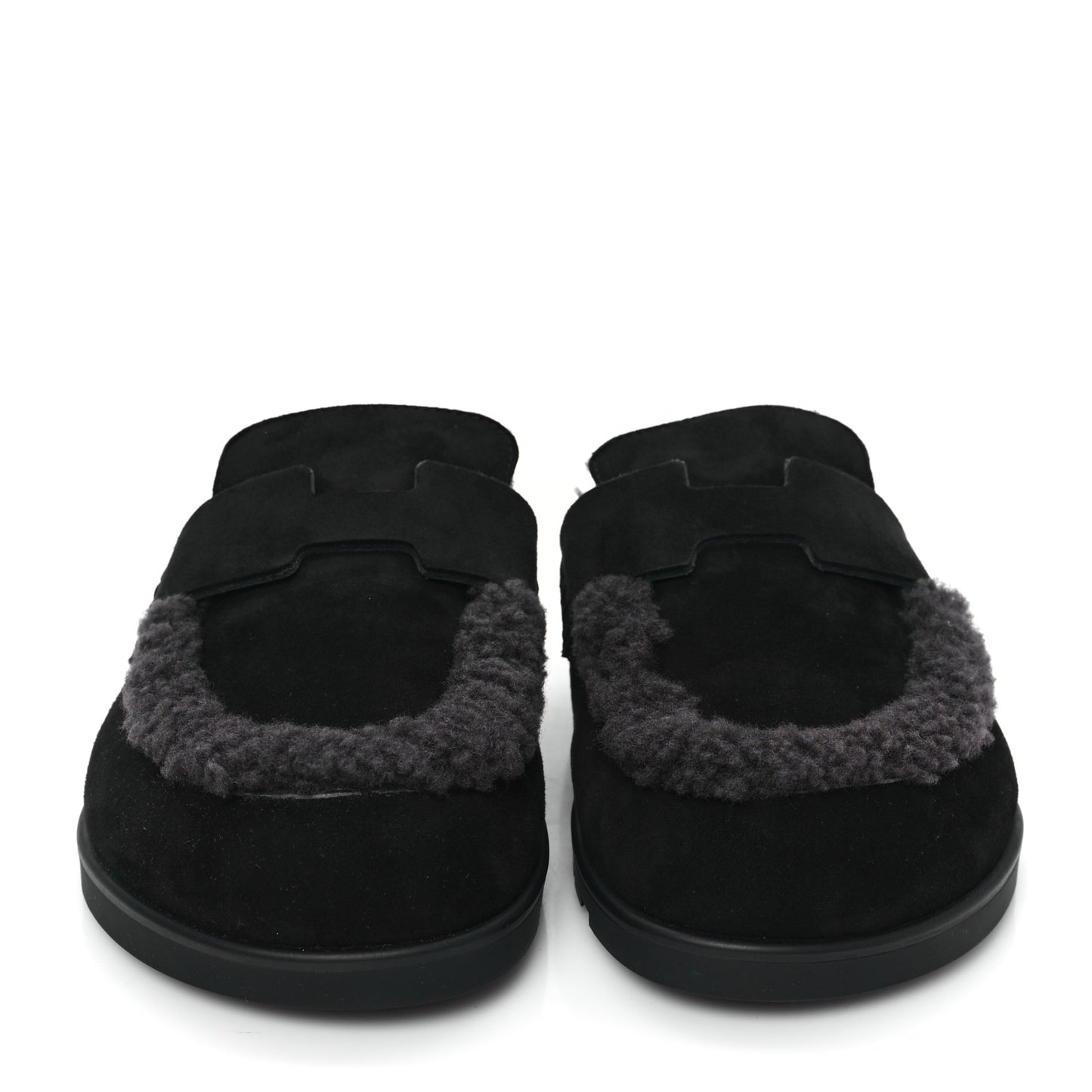 Suede Goatskin Shearling Go Mules 36 Black