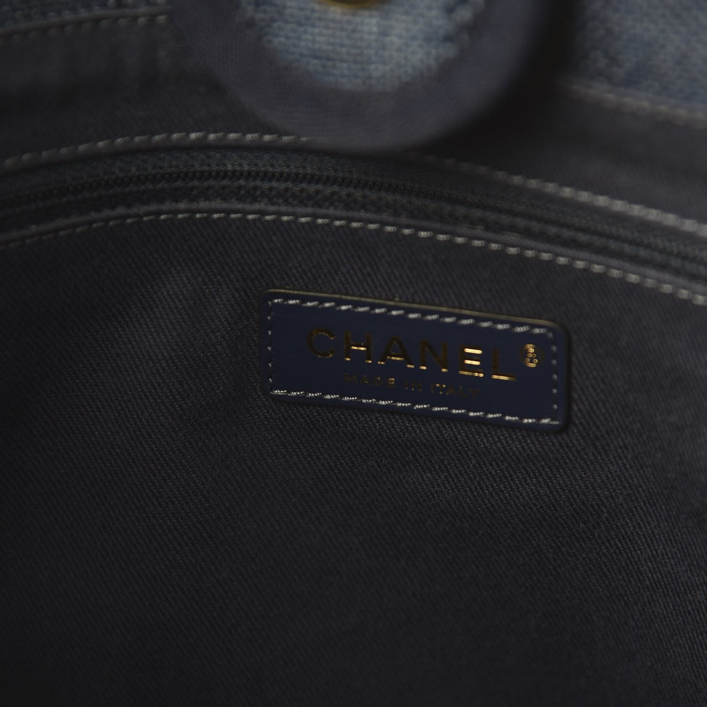 Mixed Fibers Striped Small Deauville Tote Navy Blue