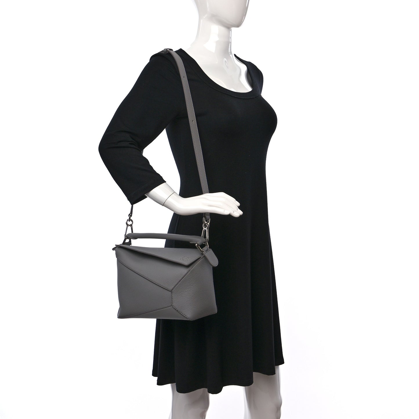 Soft Grained Calfskin Small Puzzle Edge Bag Pearl Grey